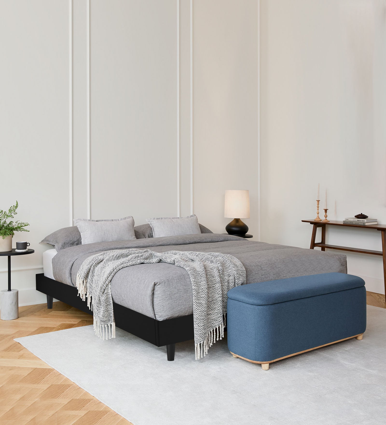 Basi Fabric King Size Bed In Zed Black Colour - Febonic Living