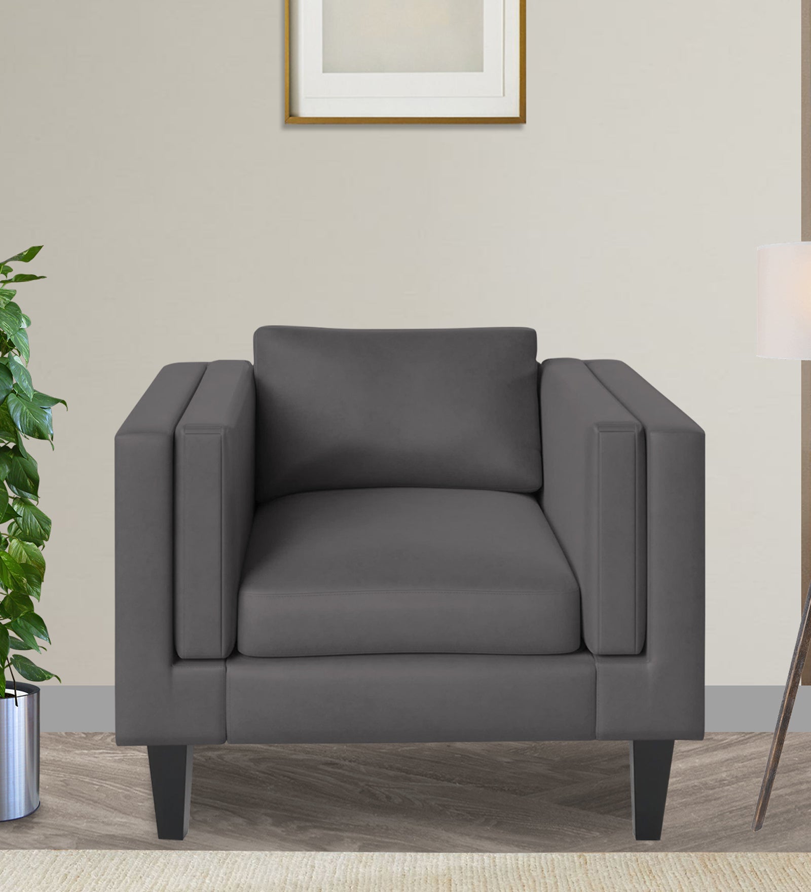 Jasper Velvet 1 Seater Sofa In Davy grey Colour - Febonic Living