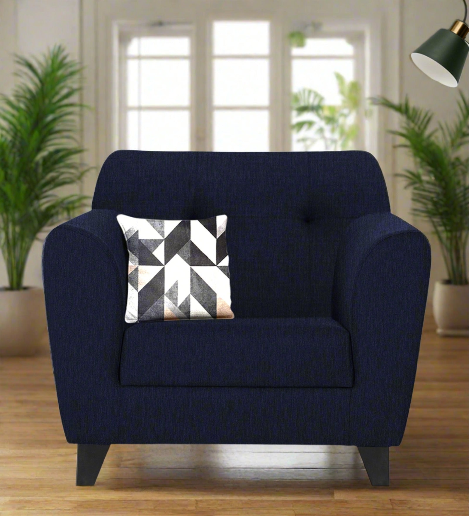 Melaan Fabric 1 Seater Sofa In Royal Blue Colour - Febonic Living