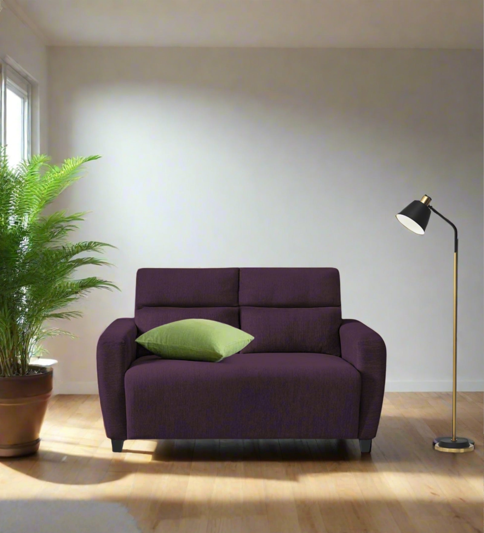 Bakadi Fabric 2 Seater Sofa In Greek Purple Colour - Febonic Living
