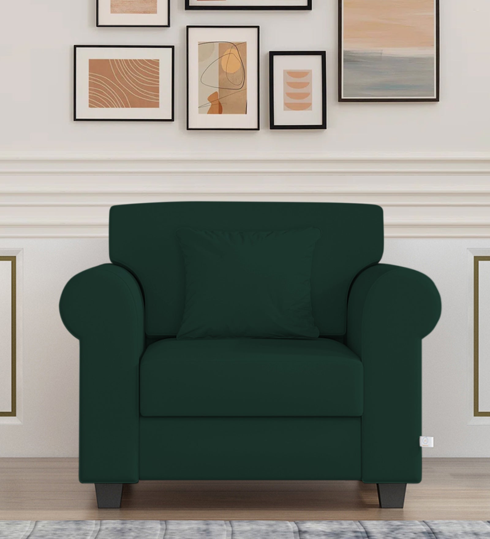 Numonk Velvet 1 Seater Sofa In Forest Green Colour