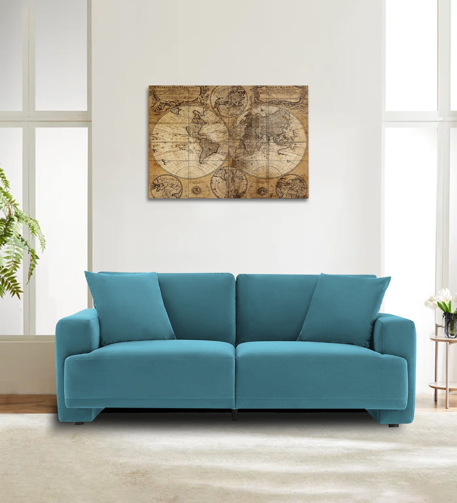 Kosta Velvet 2 Seater Sofa In Aqua Blue Colour - Febonic Living