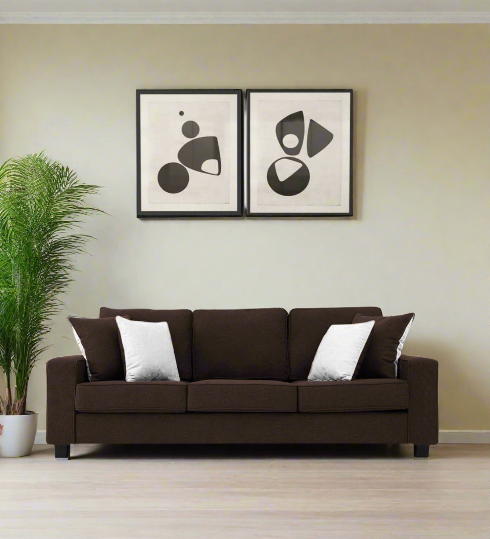Ladybug Fabric 3 Seater Sofa In Coffee Brown Colour - Febonic Living