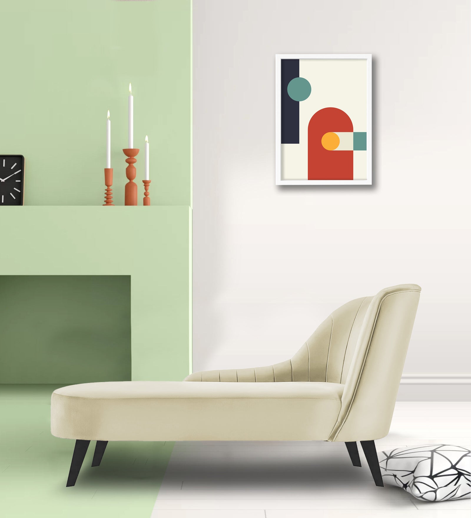 Flora Velvet LHS Chaise Lounger In Warm White Colour - Febonic Living