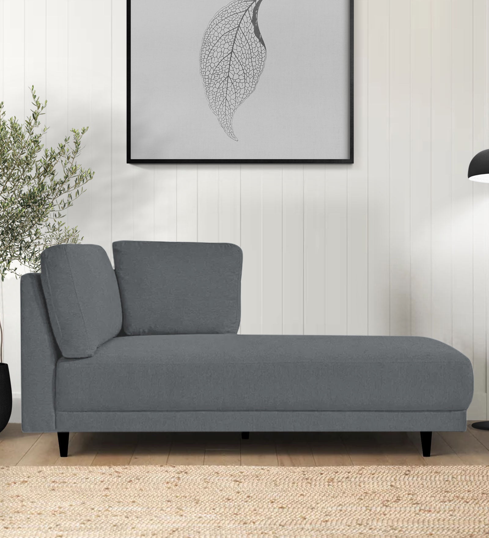 Jonze Velvet RHS Chaise Lounger In Pubble Grey Colour - Febonic Living