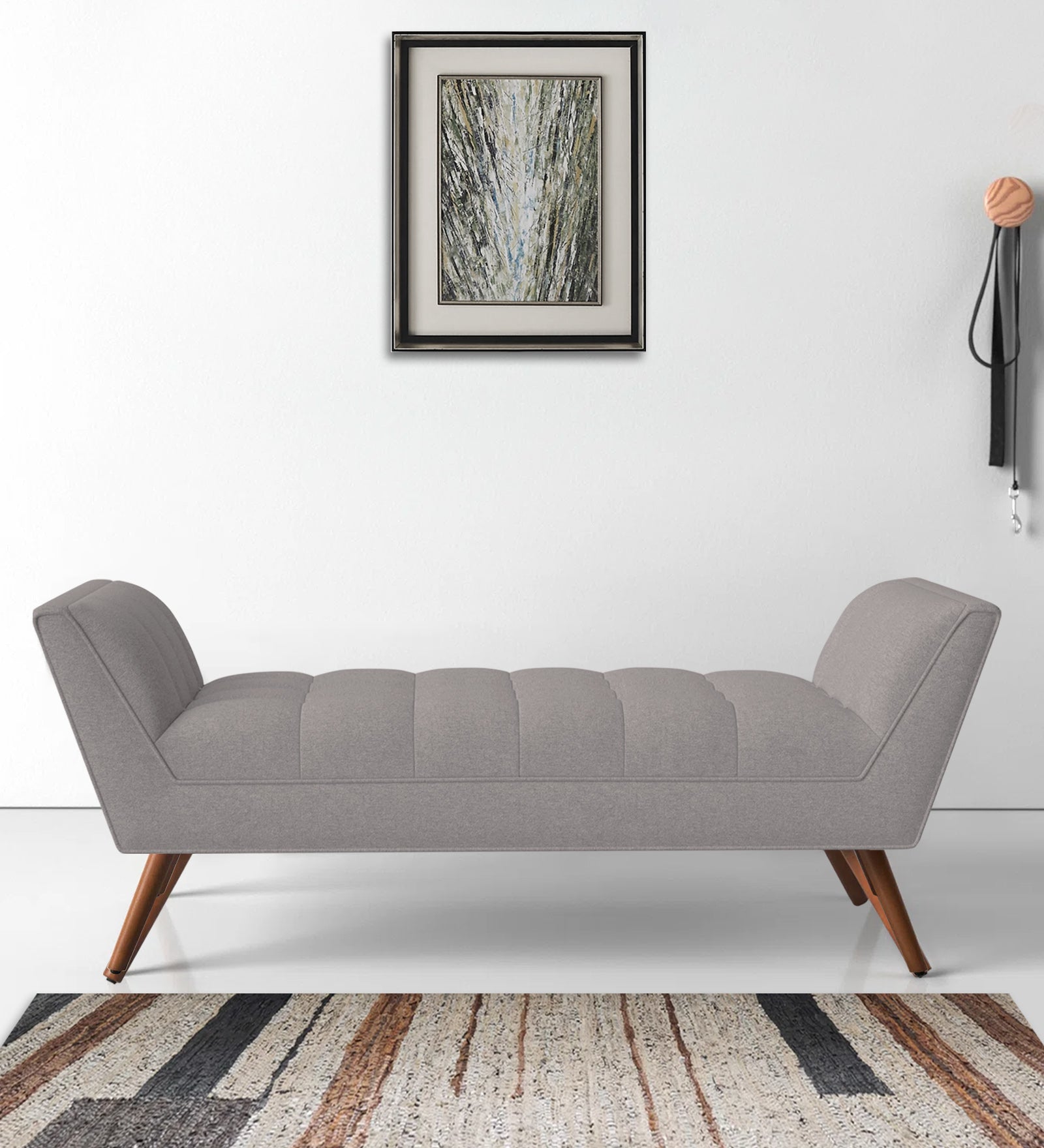Cartes Velvet Bench In Pearl Grey Colour - Febonic Living