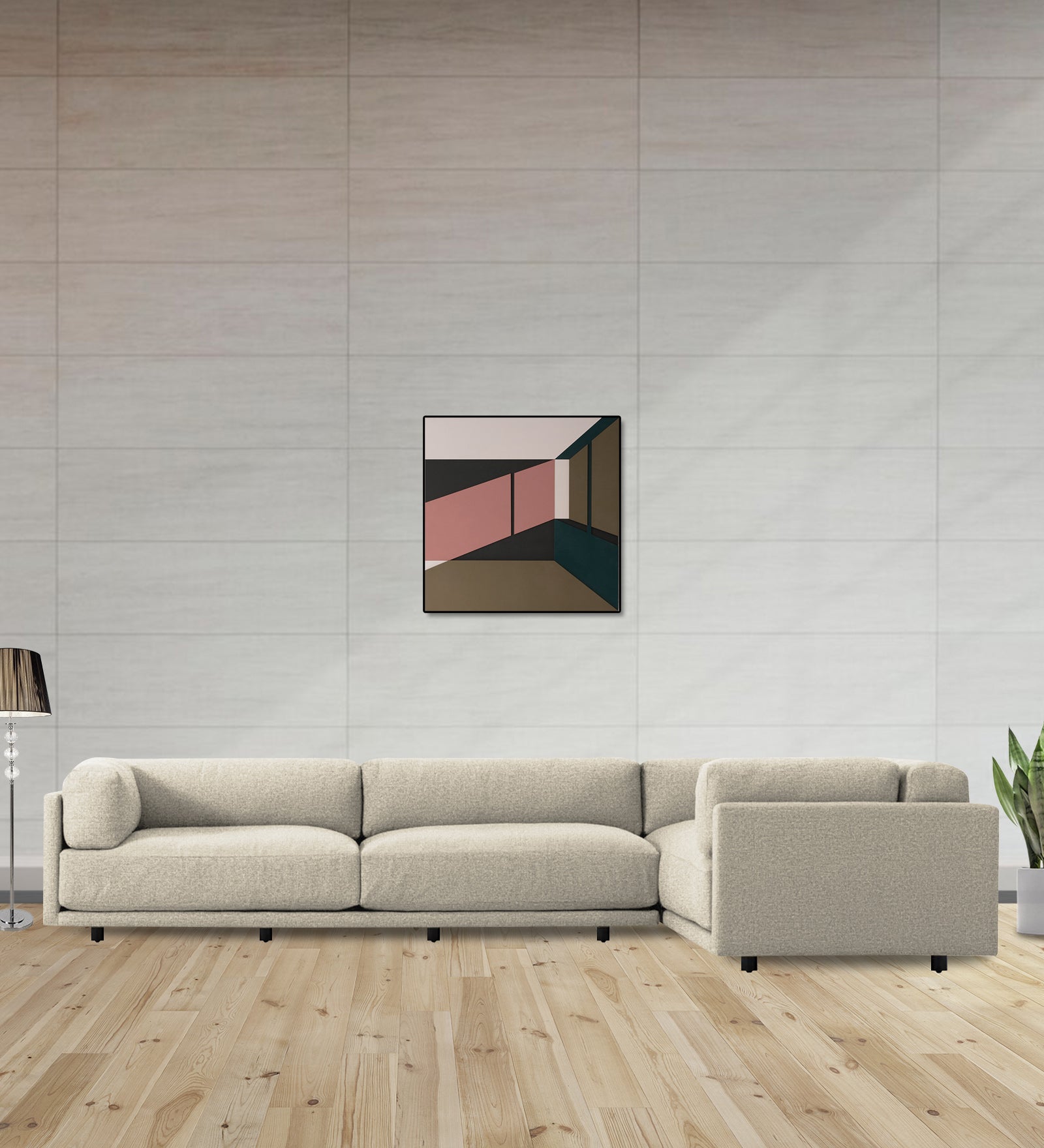 Nixon Fabric 6 Seater LHS Corner Sofa In Ivory Cream Colour - Febonic Living