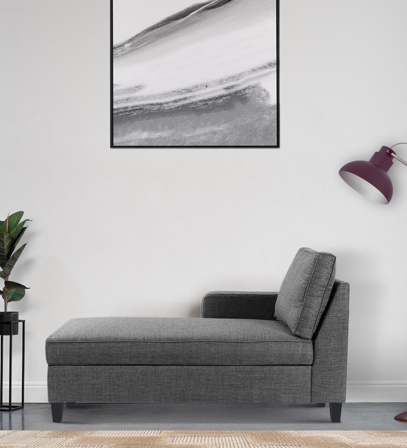 Harry Fabric LHS Chaise Lounger In Charcoal Grey Colour - Febonic Living