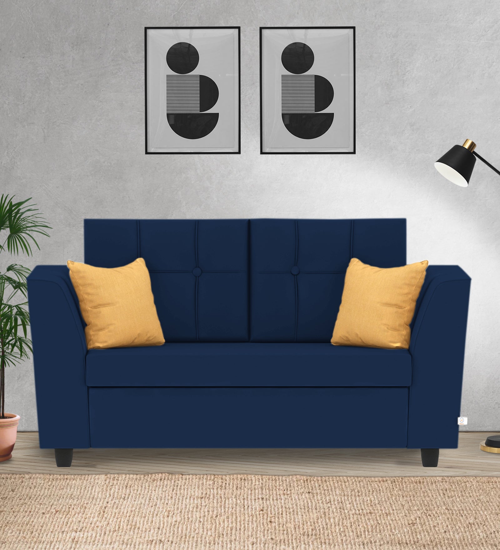 Nestin Velvet 2 Seater Sofa In Imperial Blue Colour - Febonic Living
