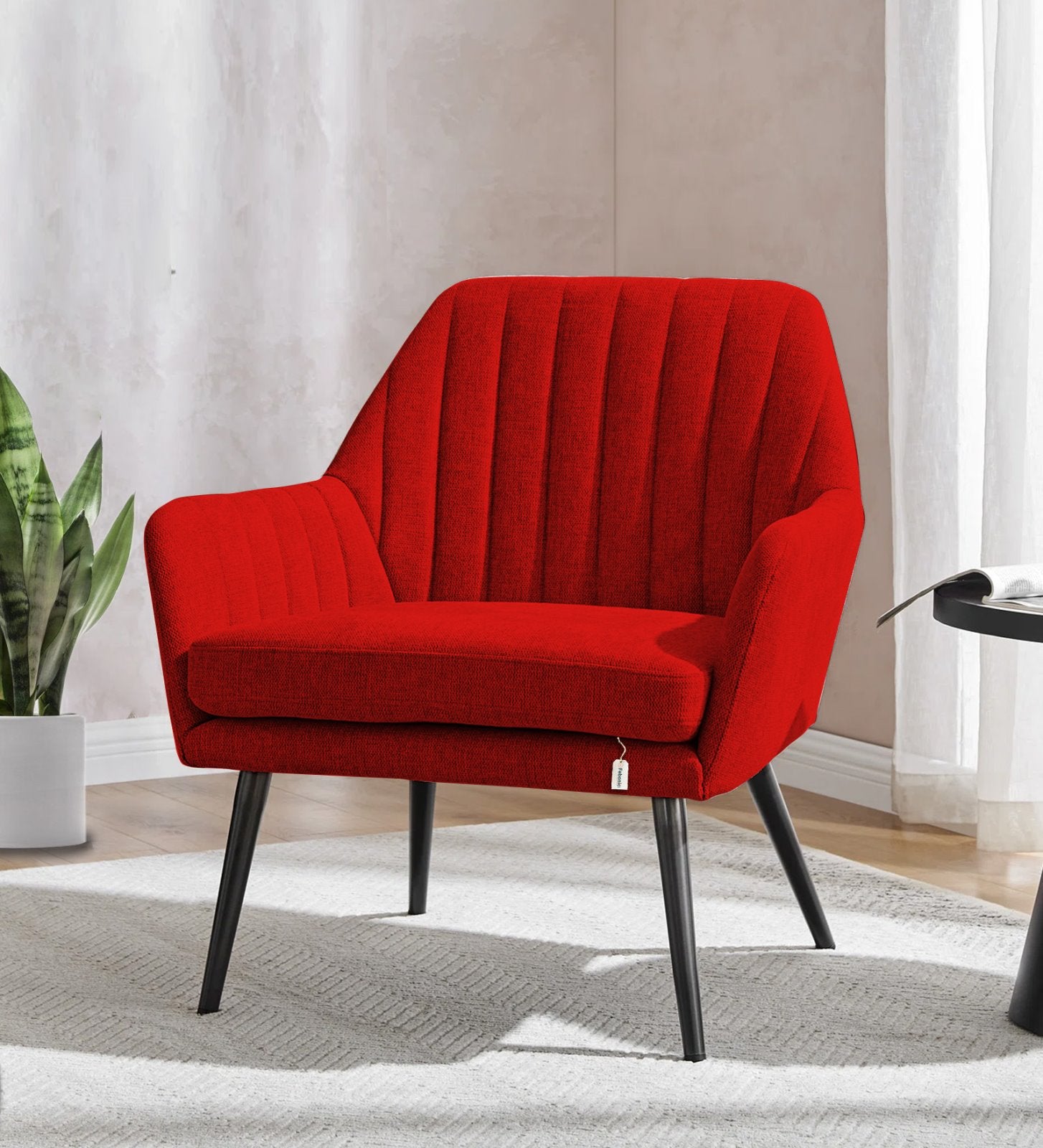Bella Fabric Arm Chair In Ruby Red Colour - Febonic Living