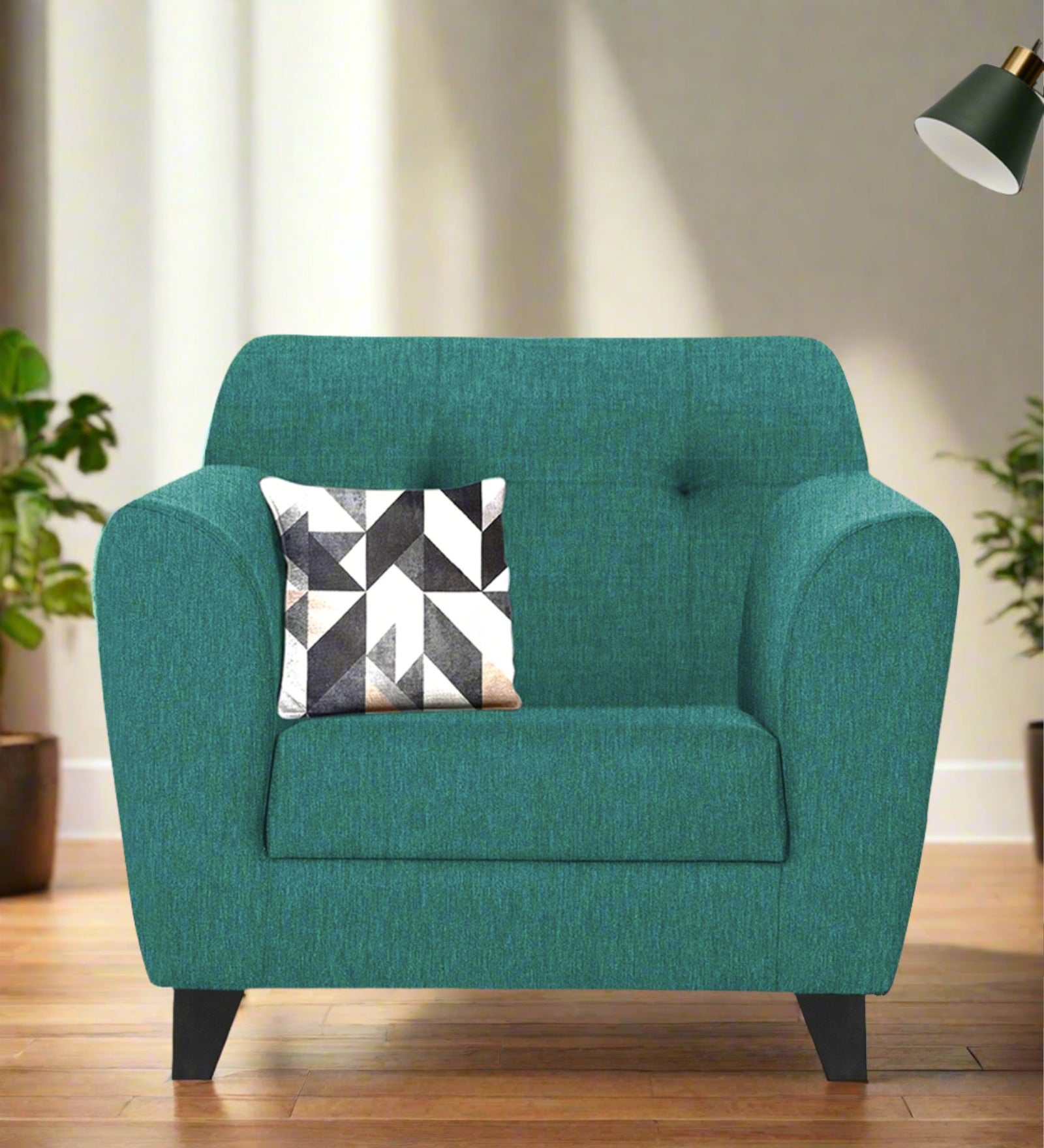 Melaan Fabric 1 Seater Sofa In Sea Green Colour - Febonic Living