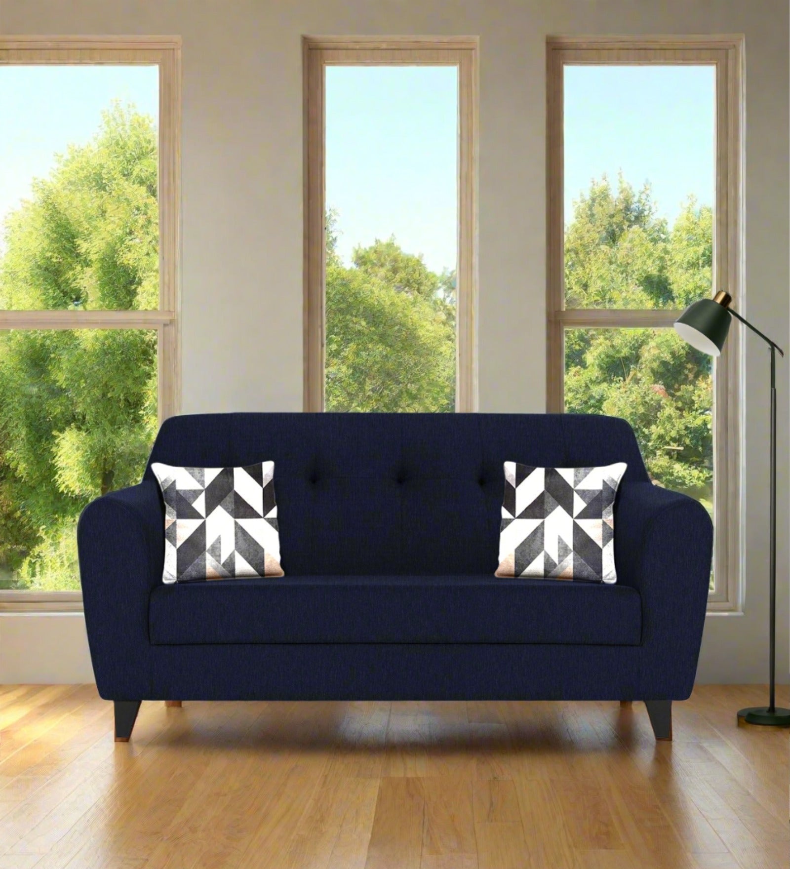 Melaan Fabric 2 Seater Sofa In Royal Blue Colour - Febonic Living