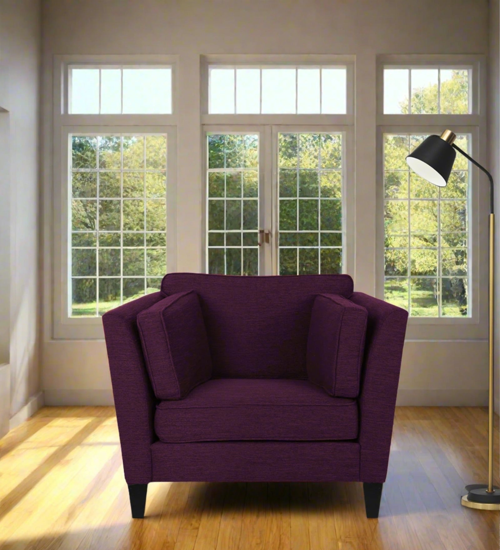 Nigar Fabric 1 Seater Sofa In Greek Purple Colour - Febonic Living