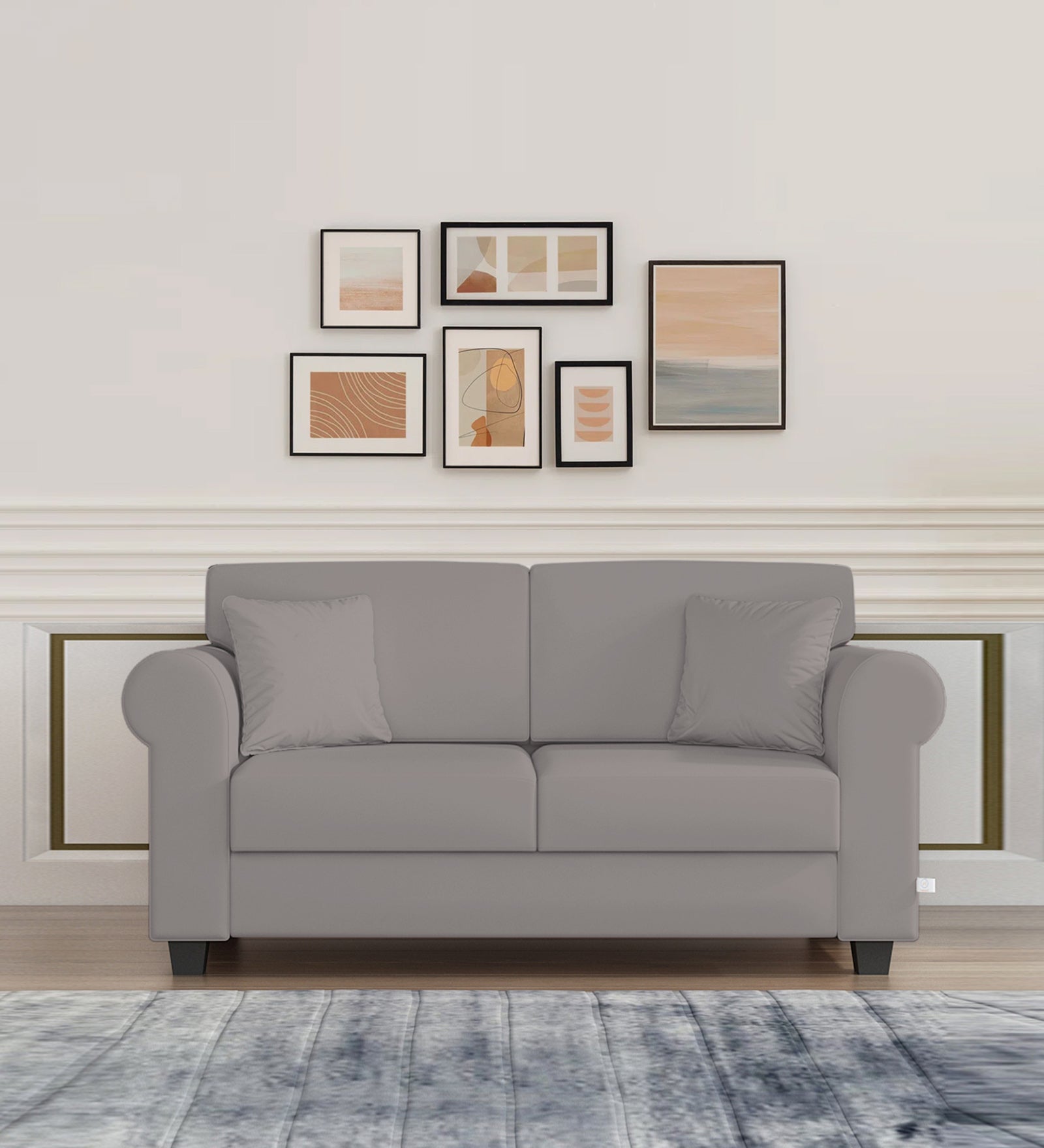 Numonk Velvet 2 Seater Sofa In Pearl Grey Colour - Febonic Living