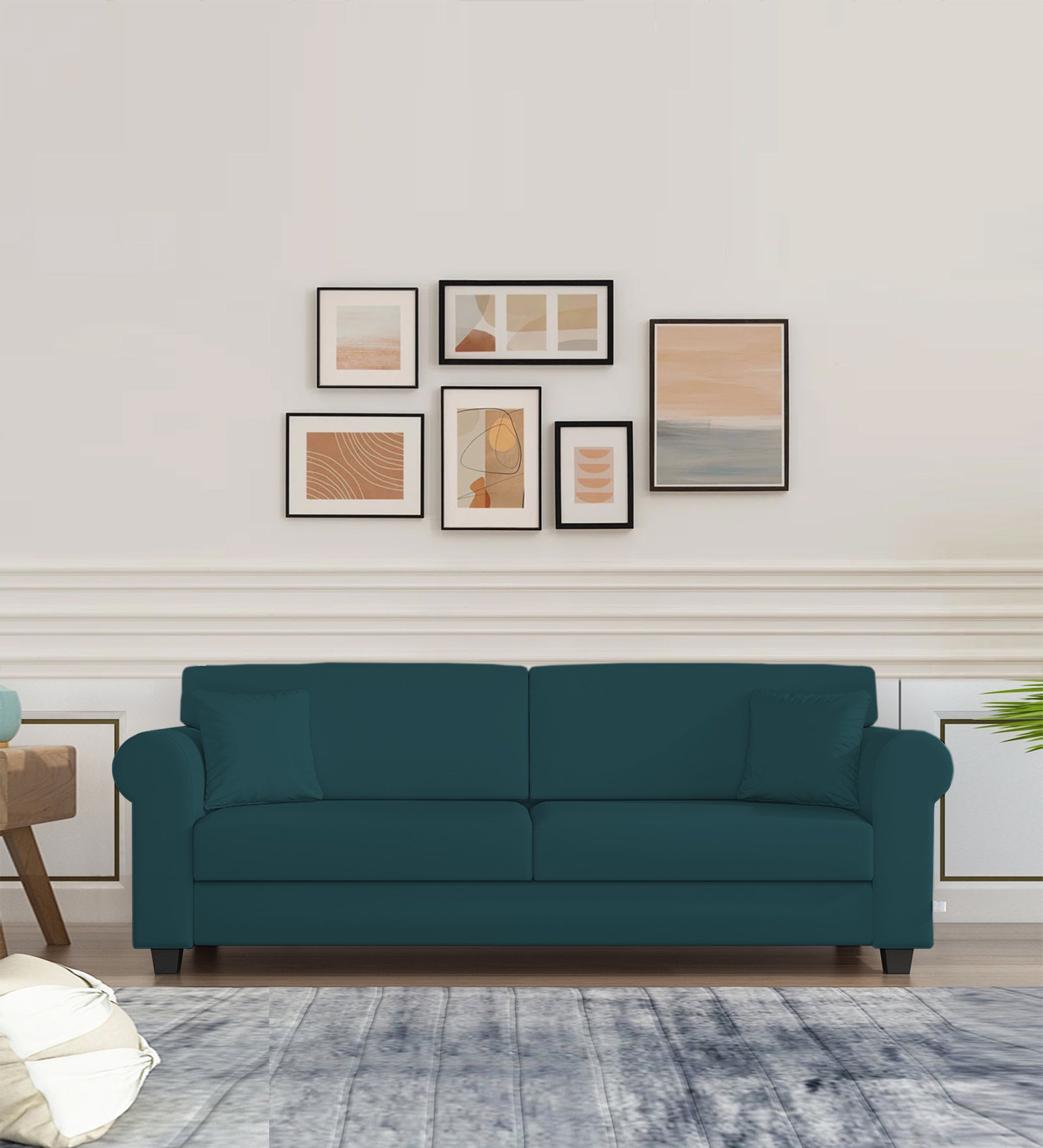 Numonk Velvet 3 Seater Sofa In Arabian Green Colour - Febonic Living