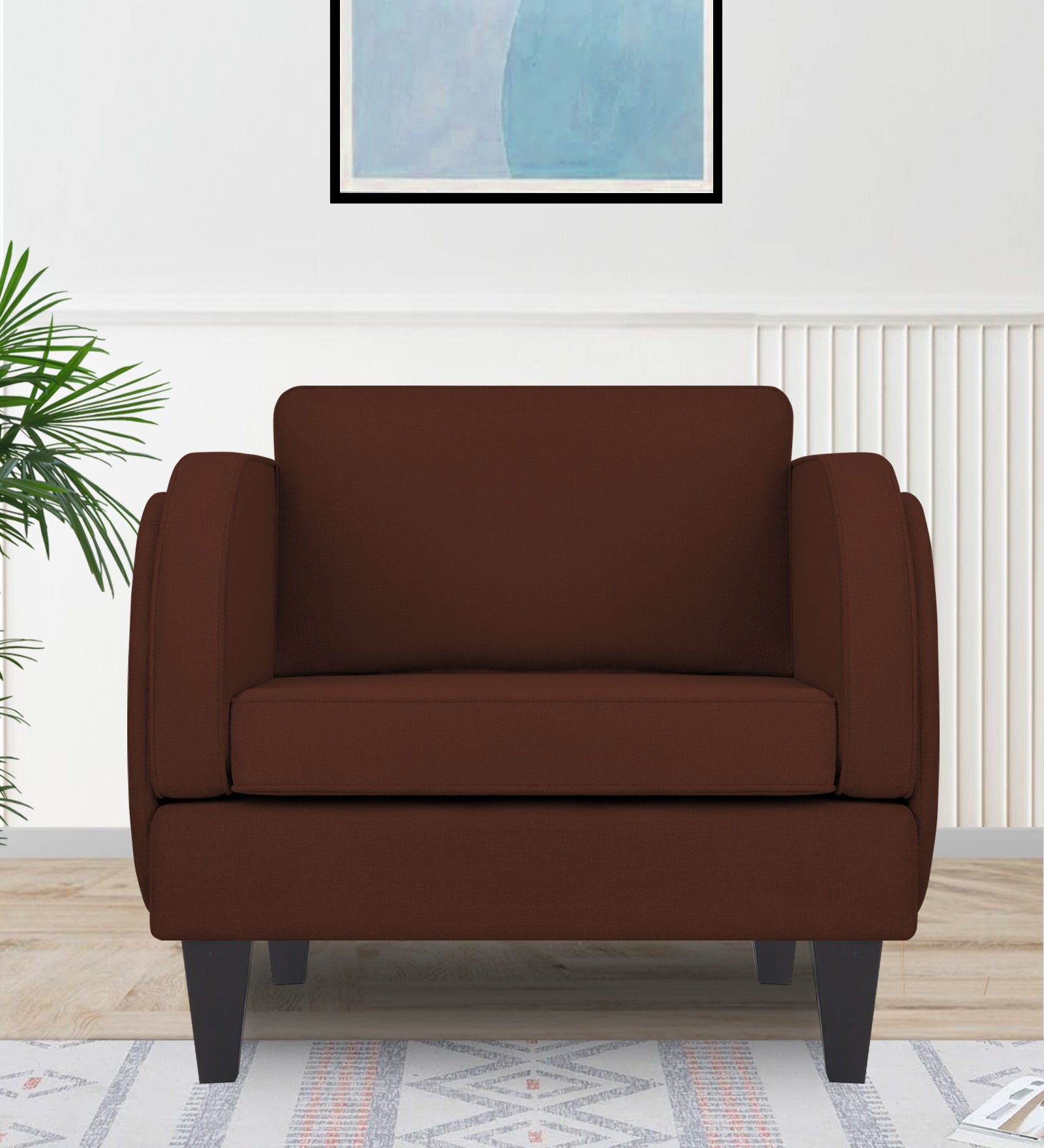 Siddy Fabric 1 Seater Sofa in Coffee Brown Colour