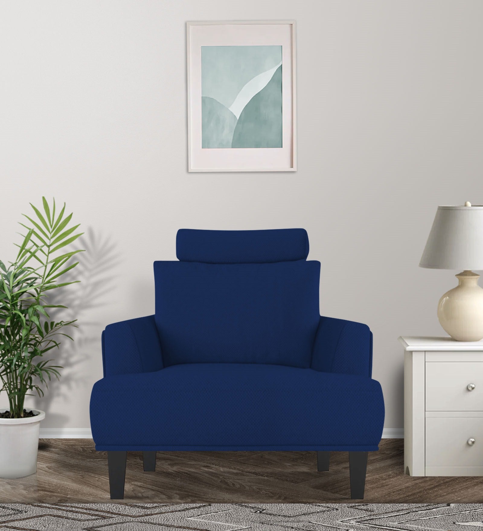 Como Fabric 1 Seater Sofa In Royal Blue Colour - Febonic Living