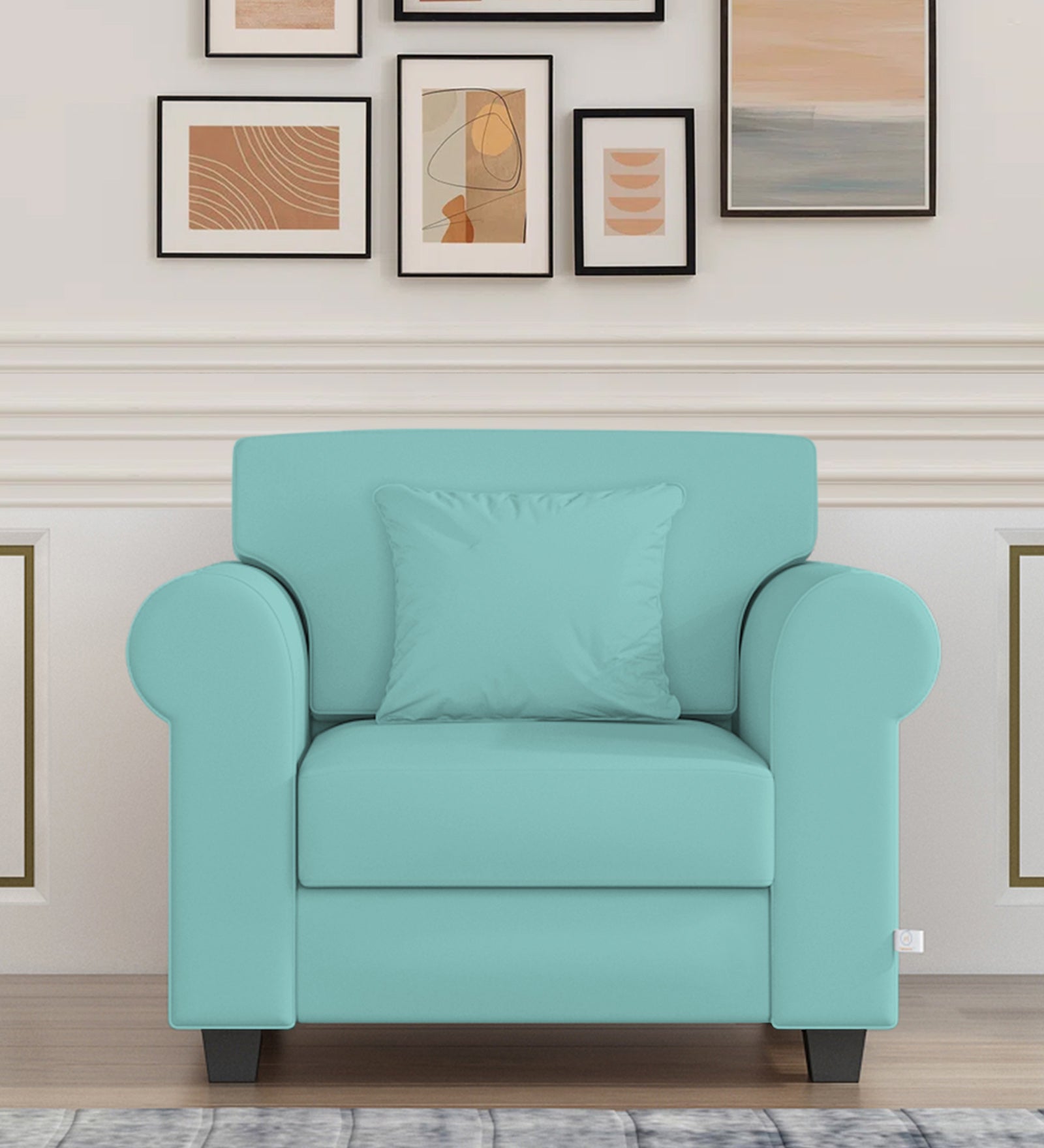Numonk Velvet 1 Seater Sofa In Barmunda Aqua Colour - Febonic Living