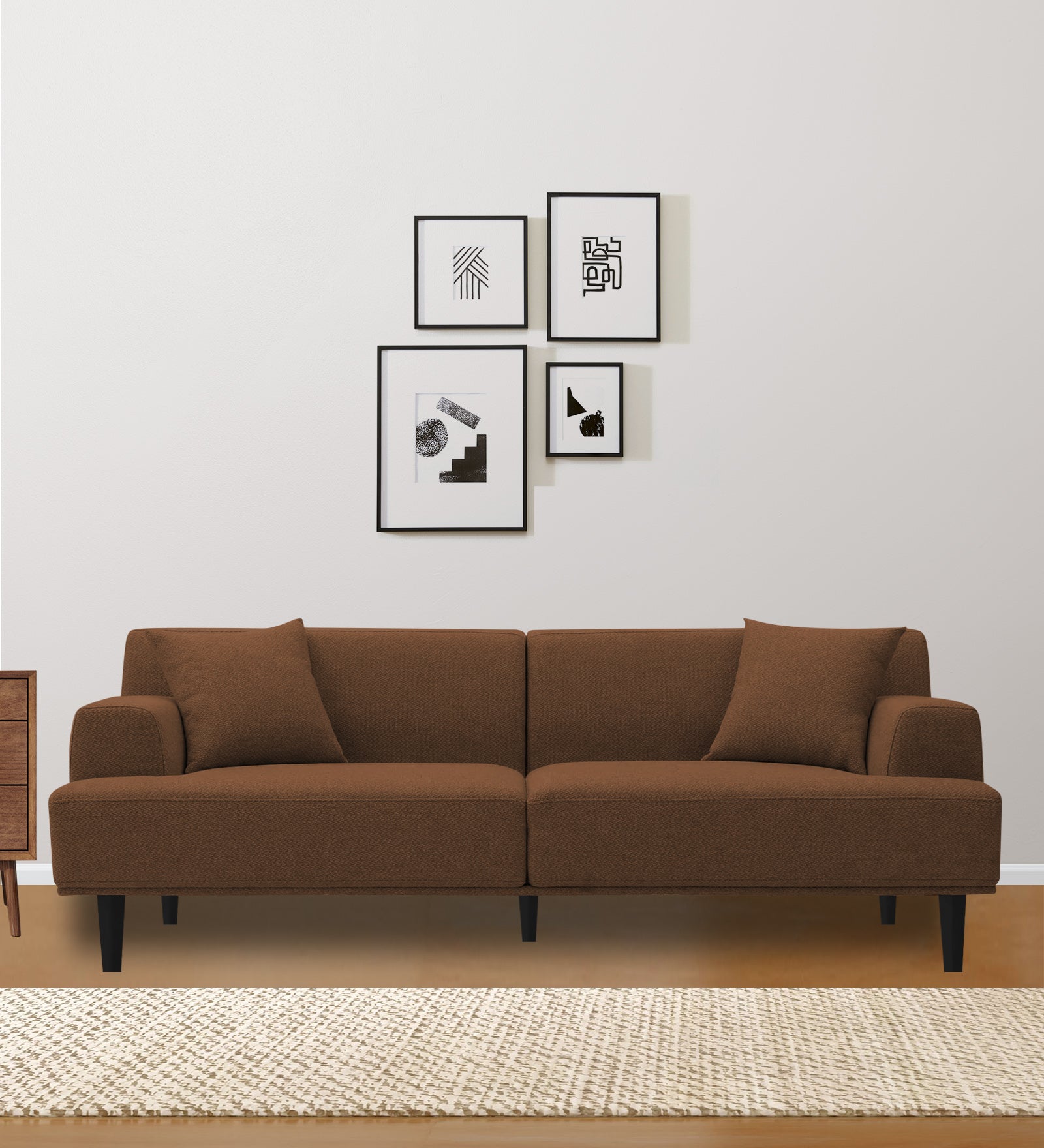 Cobby Fabric 3 Seater Sofa In Chestnut Brown Colour - Febonic Living