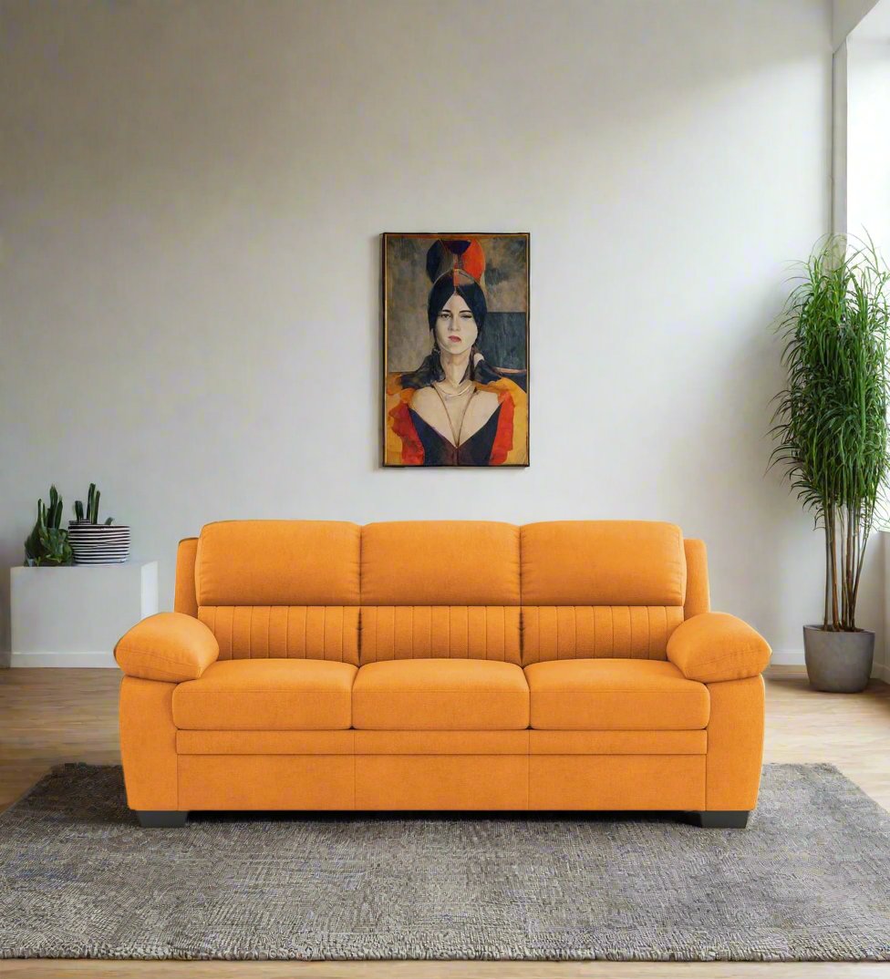 Miranda Velvet 3 Seater Sofa In Tangerine orange Colour - Febonic Living