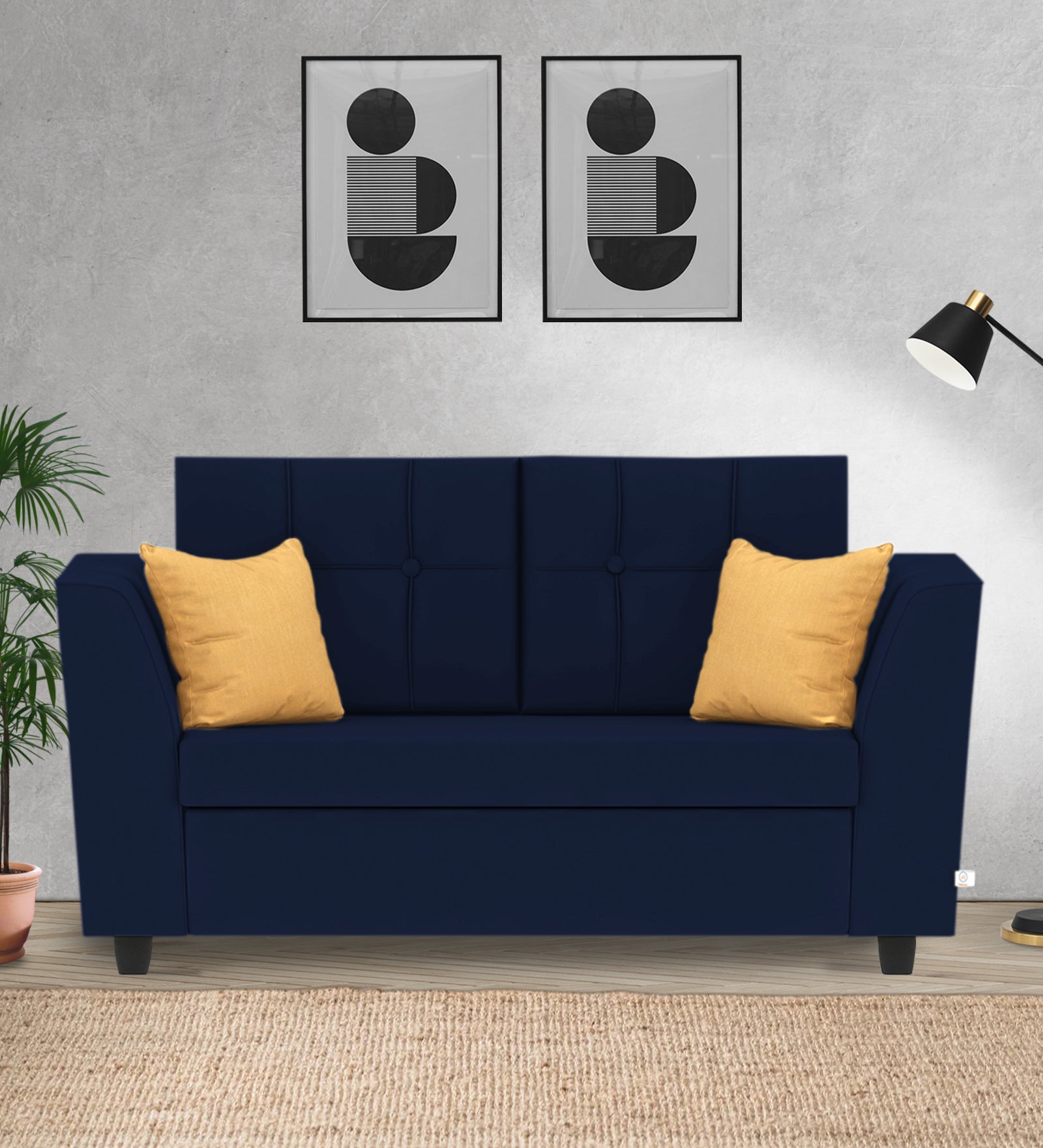 Nestin Velvet 2 Seater Sofa In Indigo Blue Colour - Febonic Living