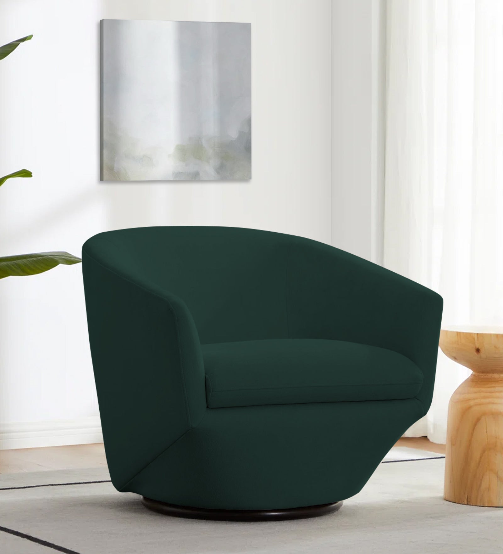 Haddie Velvet Swivel Chair In Forest Green Colour - Febonic Living