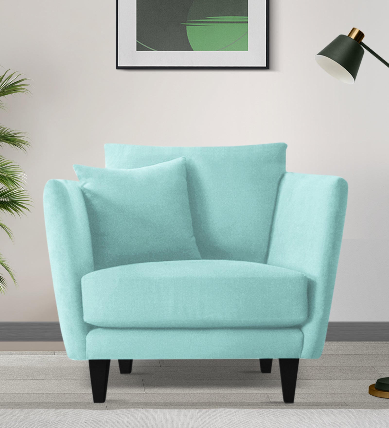 Norway Velvet 1 Seater Sofa In Barmunda Aqua Colour - Febonic Living