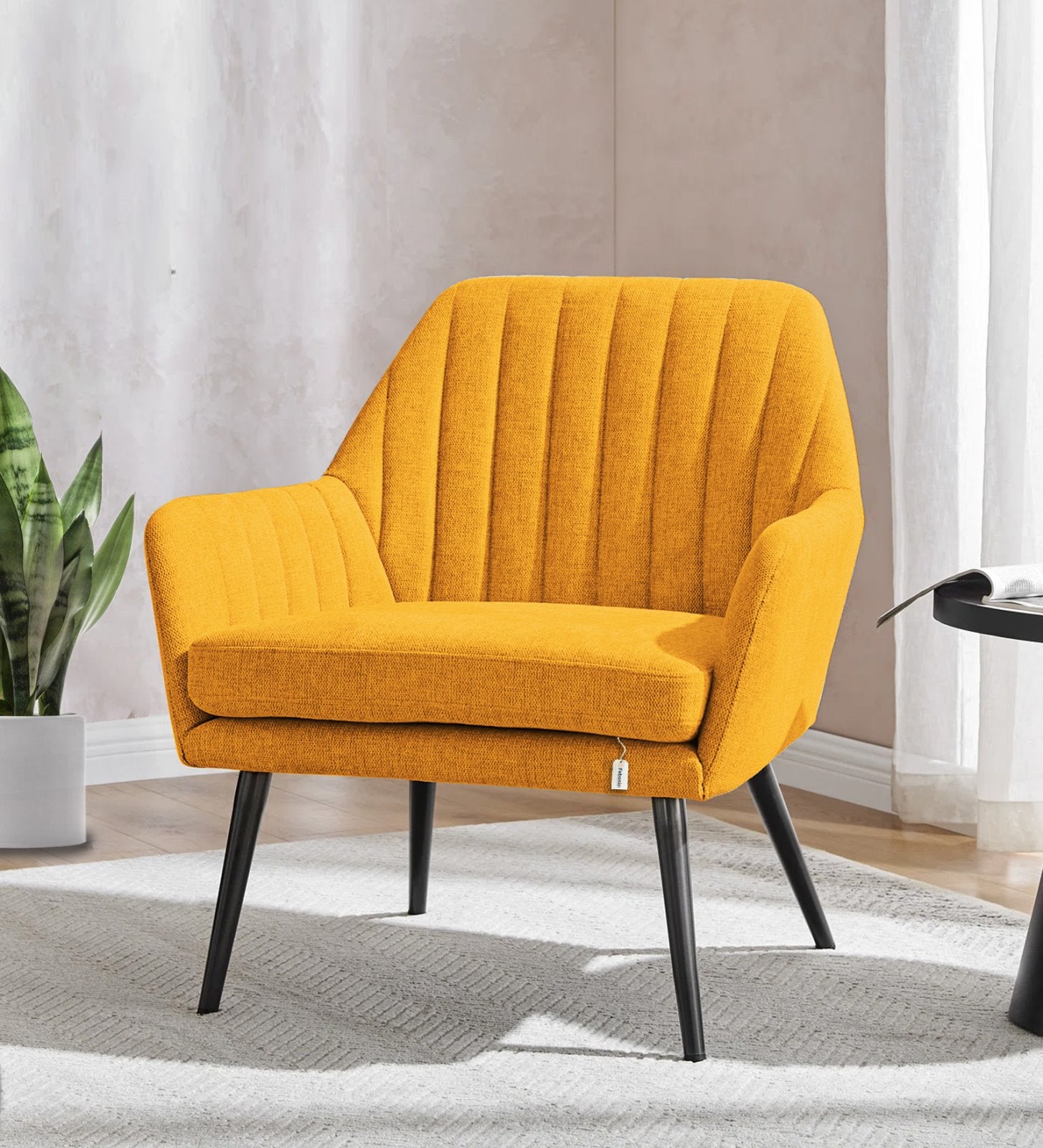 Bella Fabric Arm Chair In Bold Yellow Colour - Febonic Living