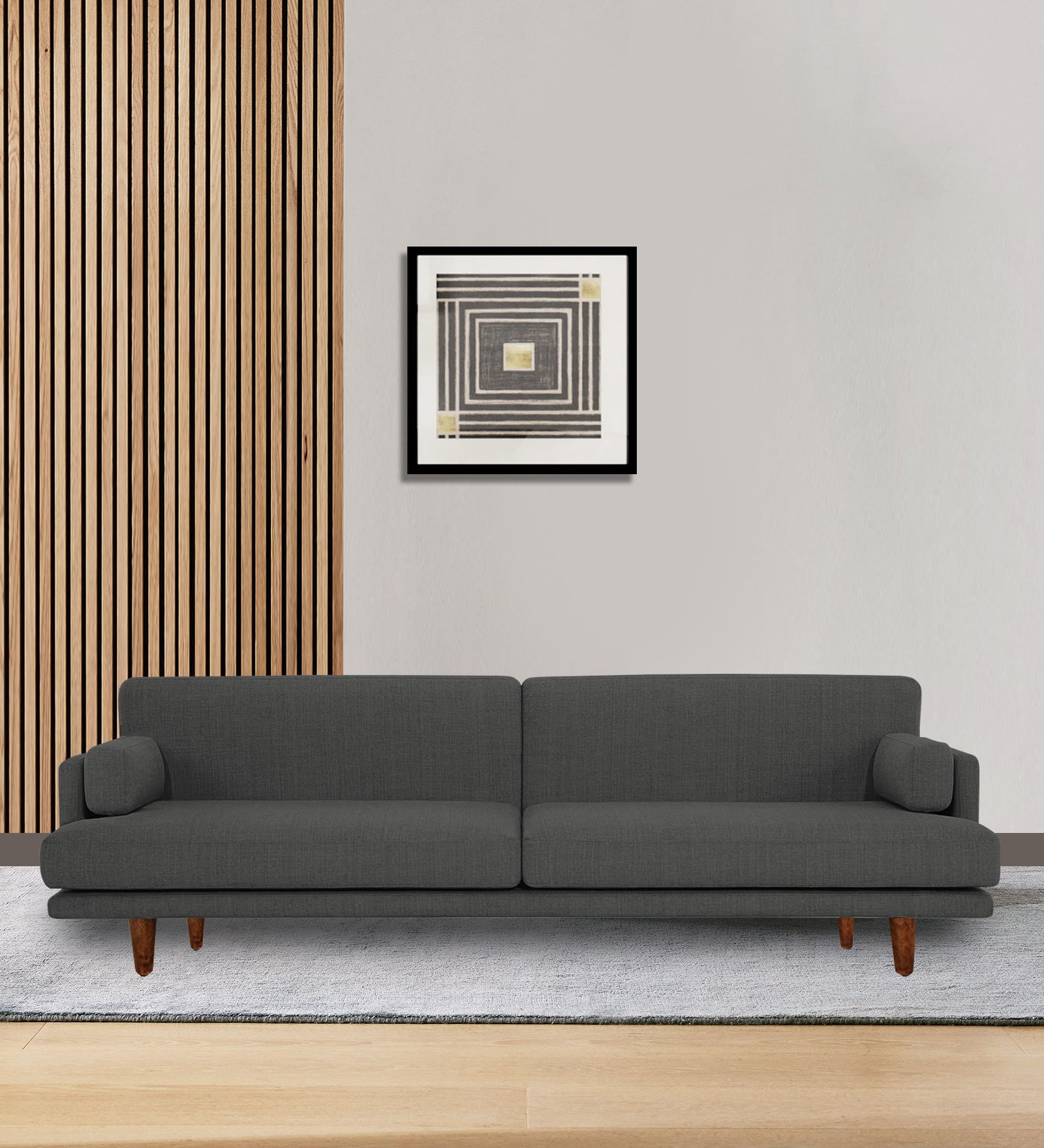 Ricky Fabric 3 Seater Sofa In Charcoal Grey Colour - Febonic Living