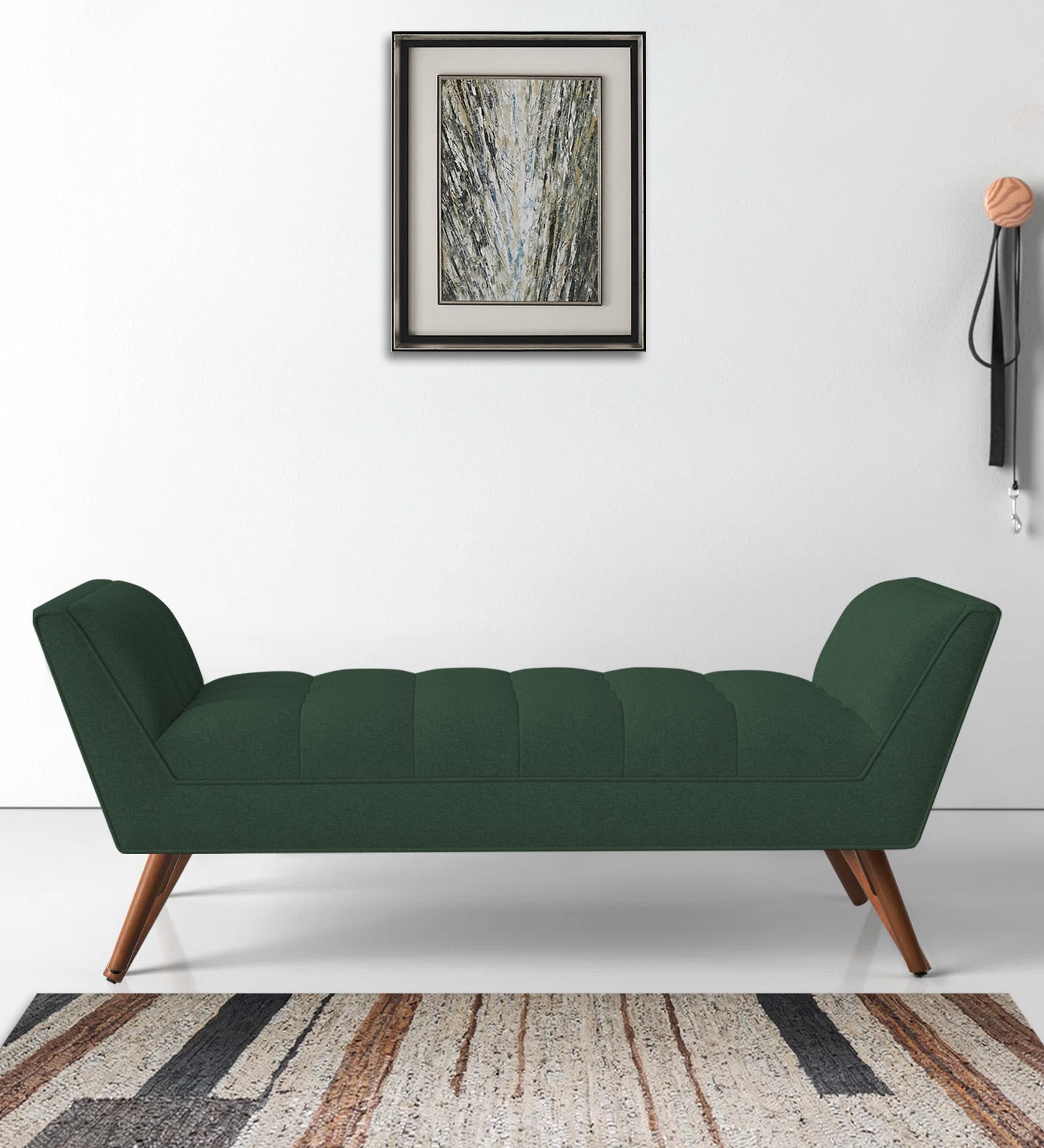 Cartes Velvet Bench In Amazon Green Colour - Febonic Living