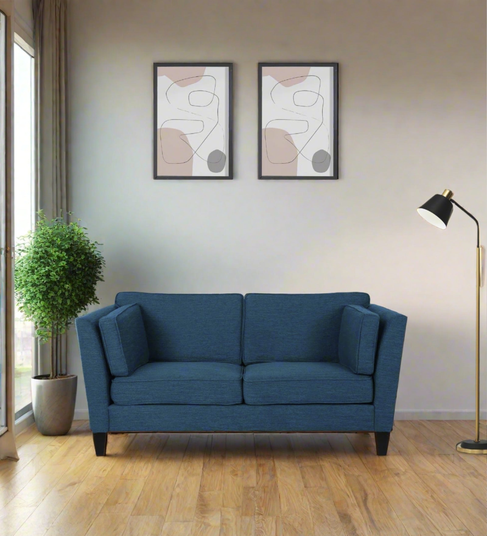 Nigar Fabric 2 Seater Sofa In Light Blue Colour - Febonic Living