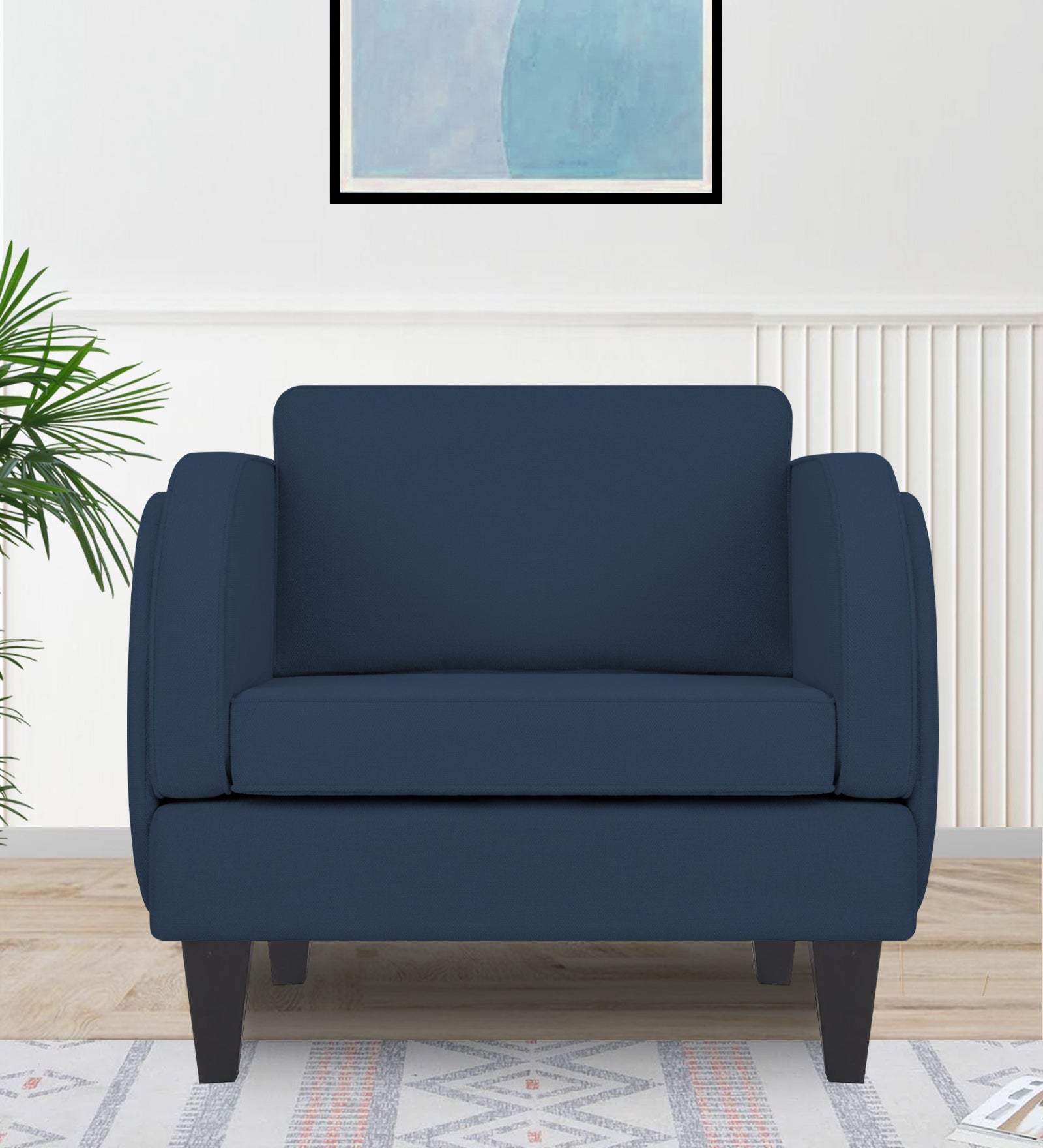 Siddy 1 Seater Fabric Sofa - Denim Blue by Febonic Living