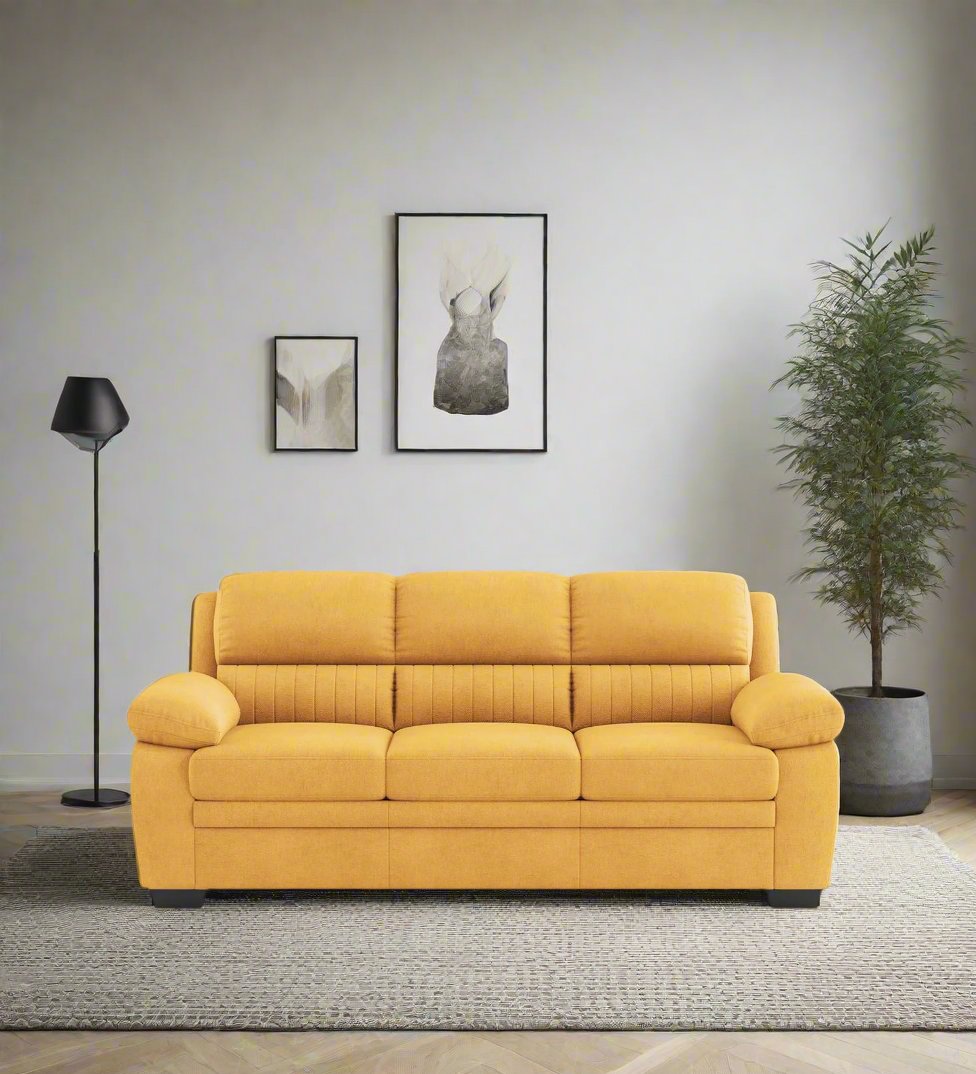 Miranda Velvet 3 Seater Sofa In Turmeric yellow Colour - Febonic Living