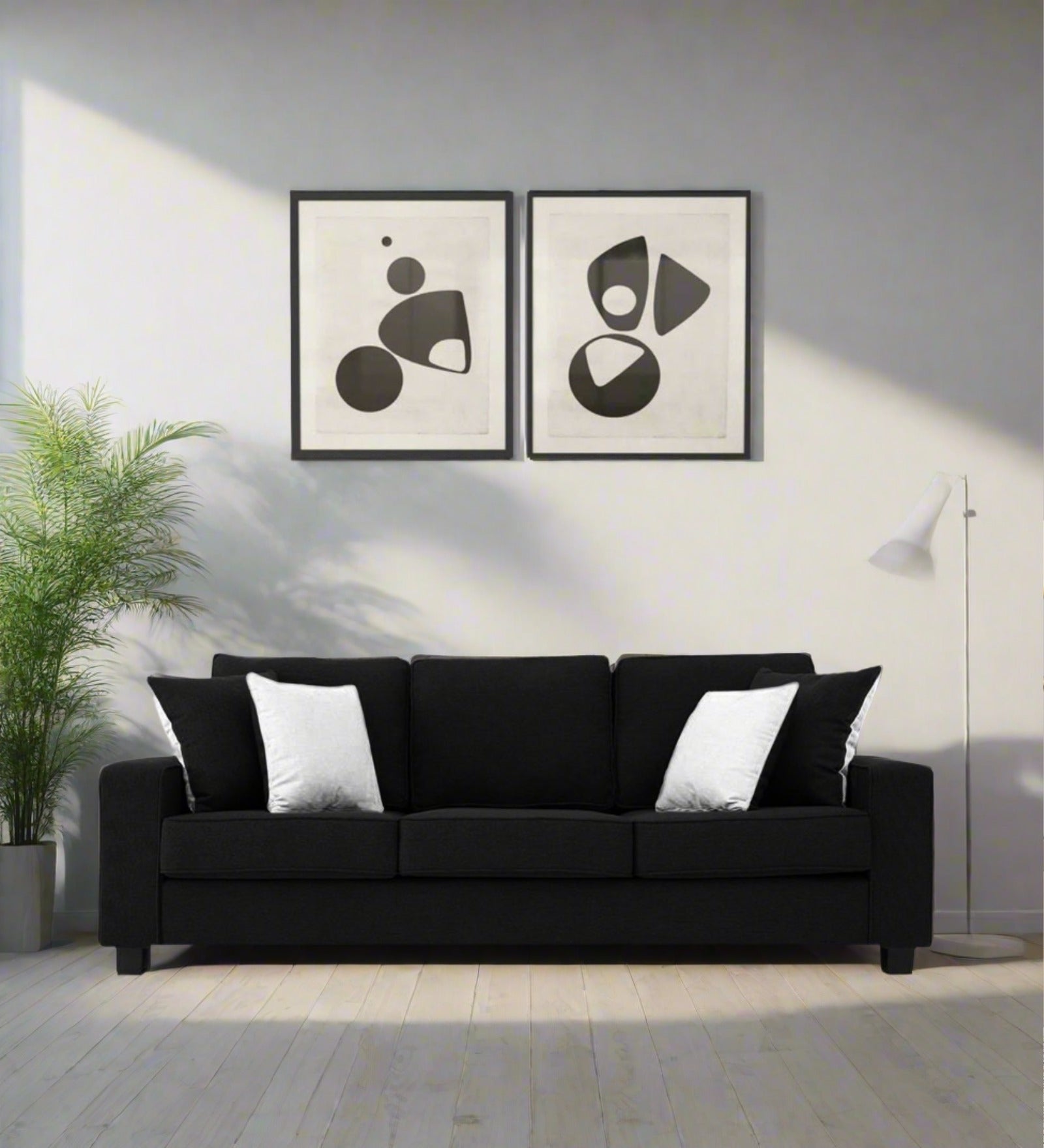 Ladybug Fabric 3 Seater Sofa In Zed Black Colour - Febonic Living