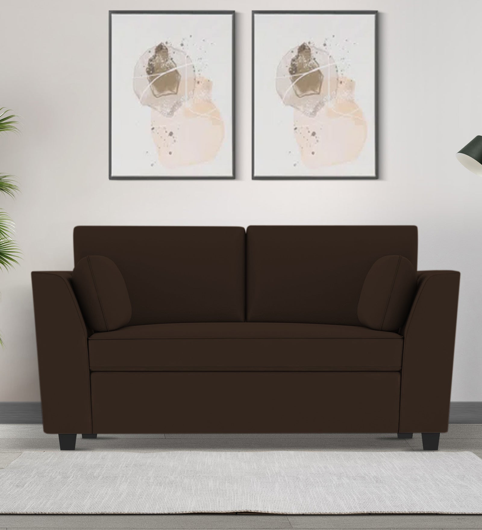 Bristo Velvet 2 Seater Sofa In Cholocate Brown Colour - Febonic Living