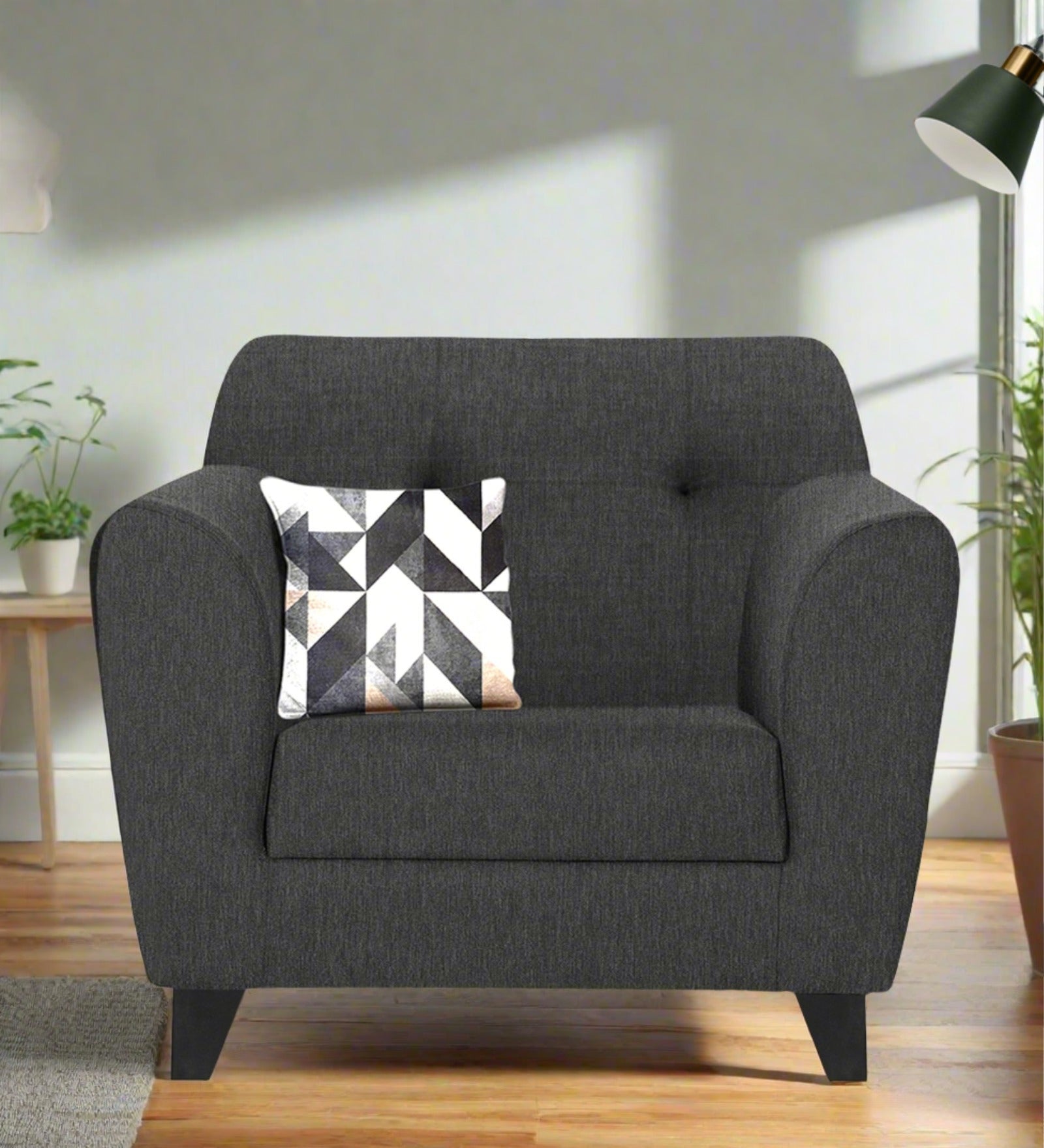 Melaan Fabric 1 Seater Sofa In Charcoal Grey Colour - Febonic Living