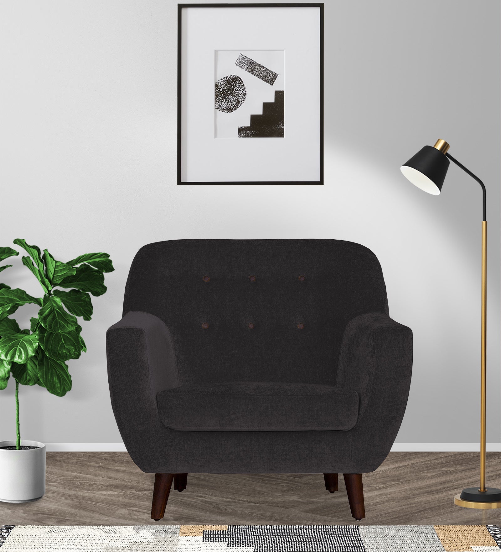 German Fabric 1 Seater Sofa In Maba Grey Colour - Febonic Living