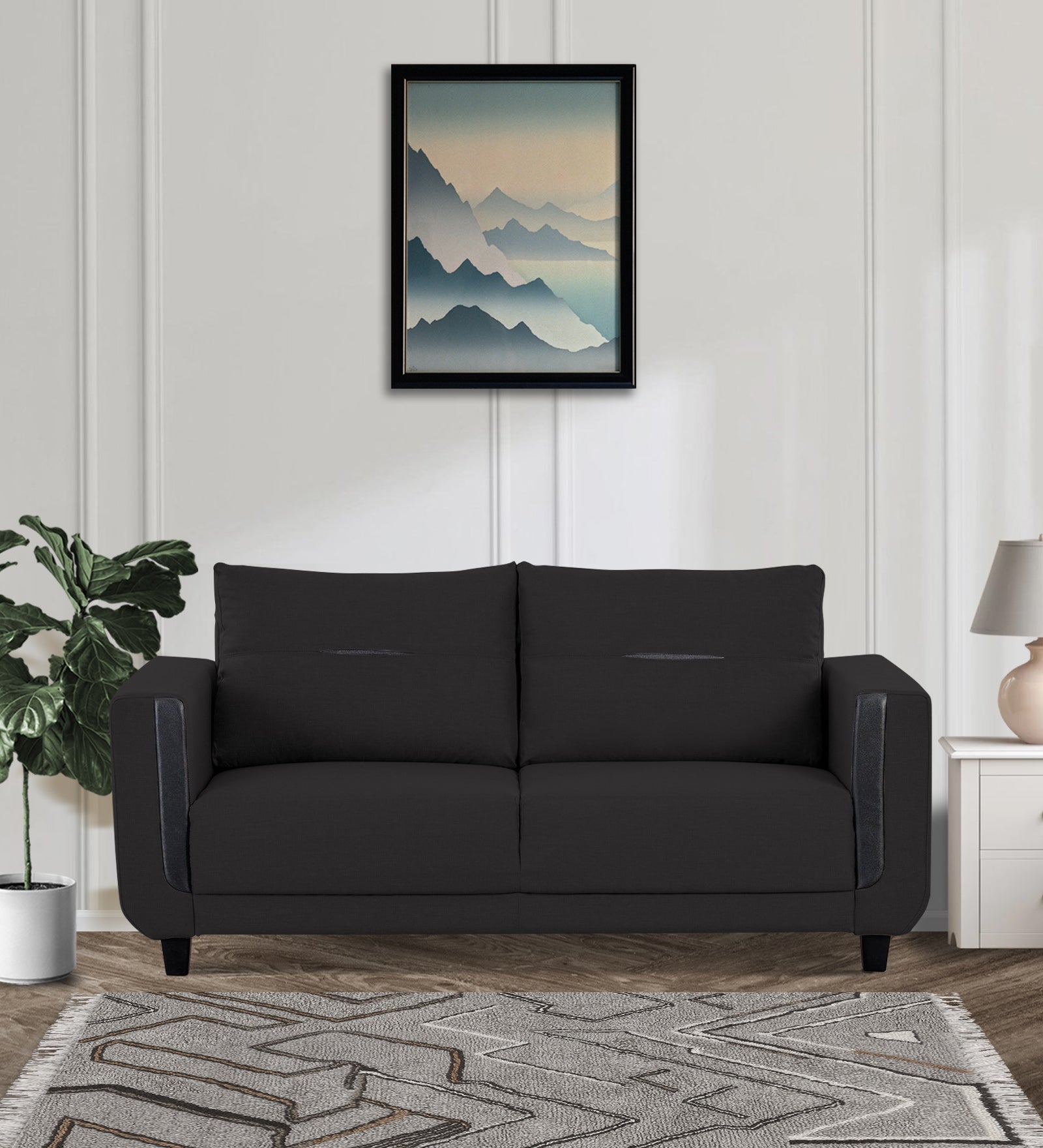 Perry Fabric 3 Seater Sofa In Maba Grey Colour - Febonic Living