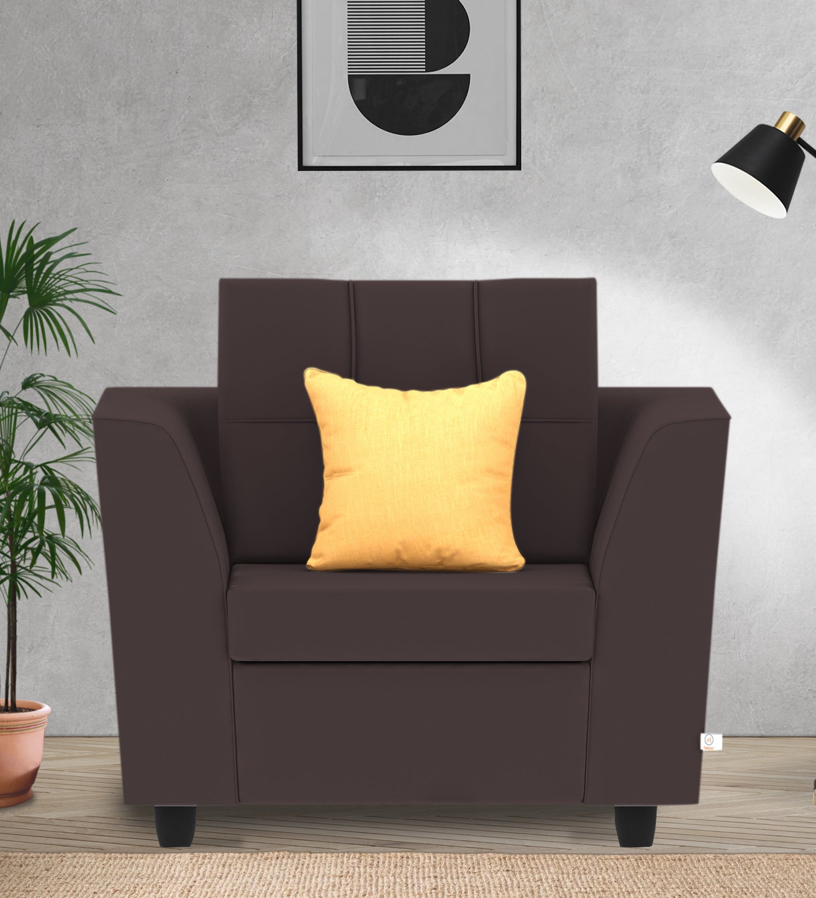 Nestin Velvet 1 Seater Sofa In Mocha Brown Colour - Febonic Living