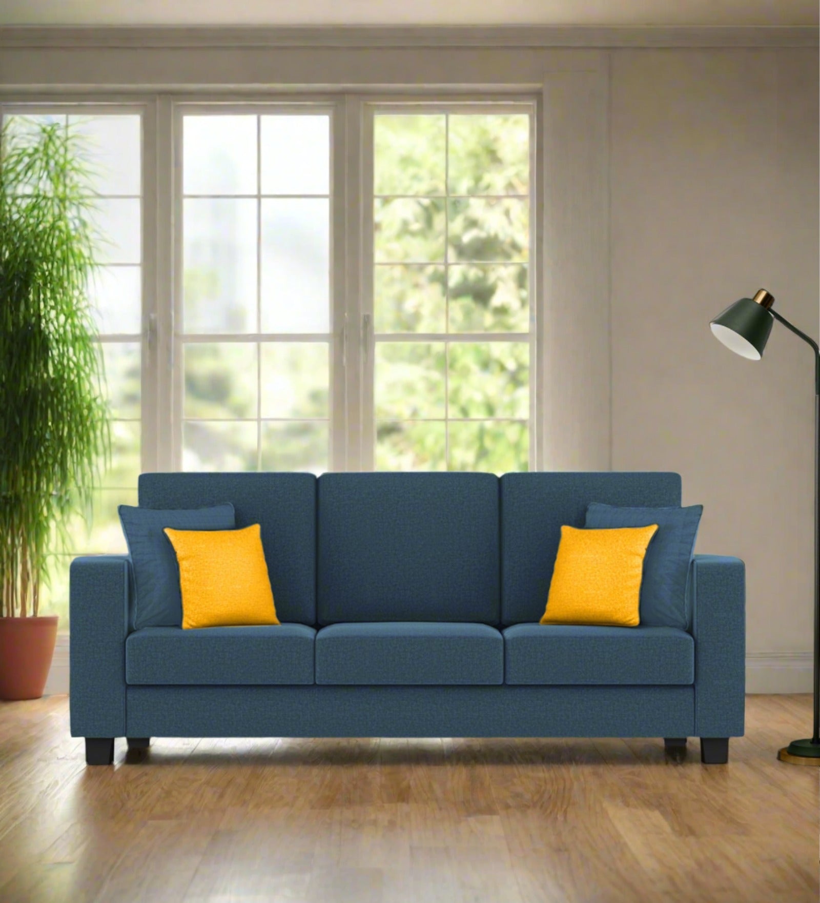 Nabi Fabric 3 Seater Sofa In Light Blue Colour - Febonic Living