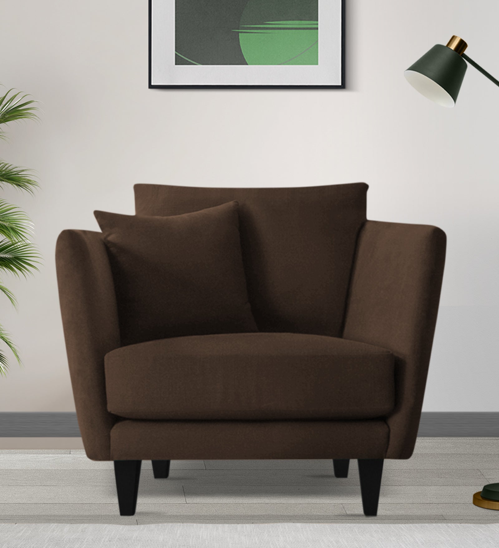 Norway Velvet 1 Seater Sofa In Chocolate Brown Colour - Febonic Living