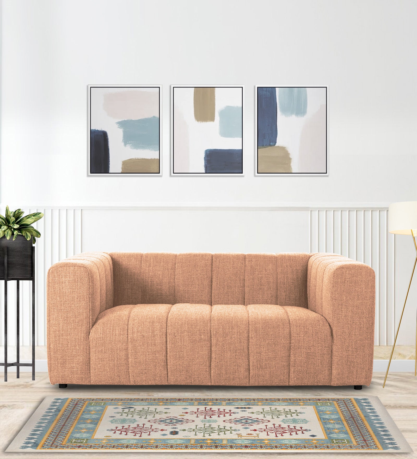 Lara Fabric 2 Seater Sofa In Cosmic Beige Colour - Febonic Living