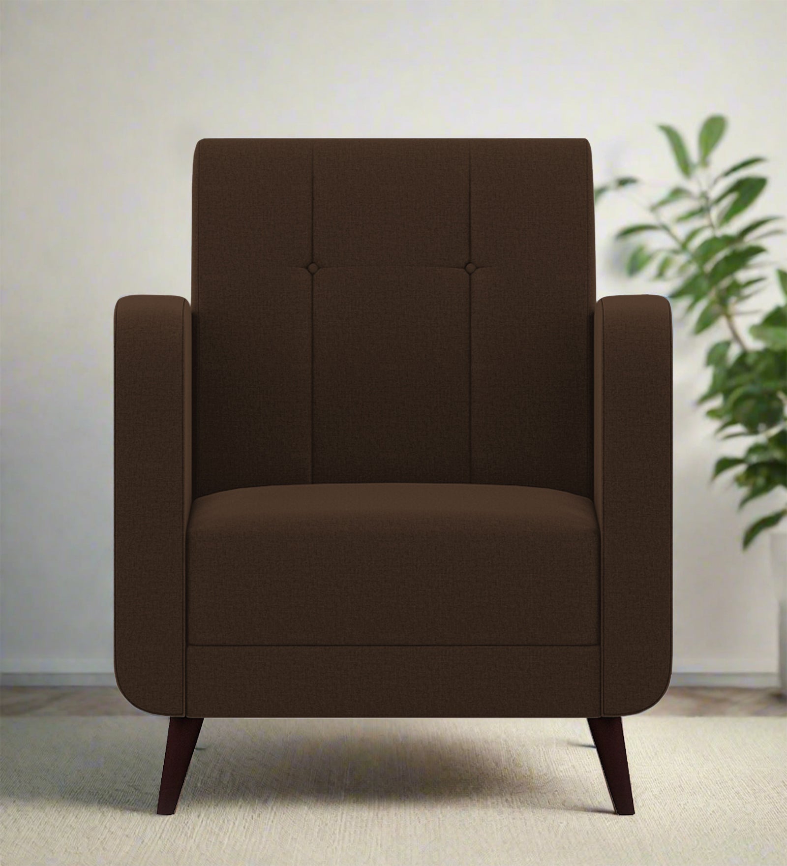 Wiki Velvet 1 Seater Sofa in Chocolate Brown Colour