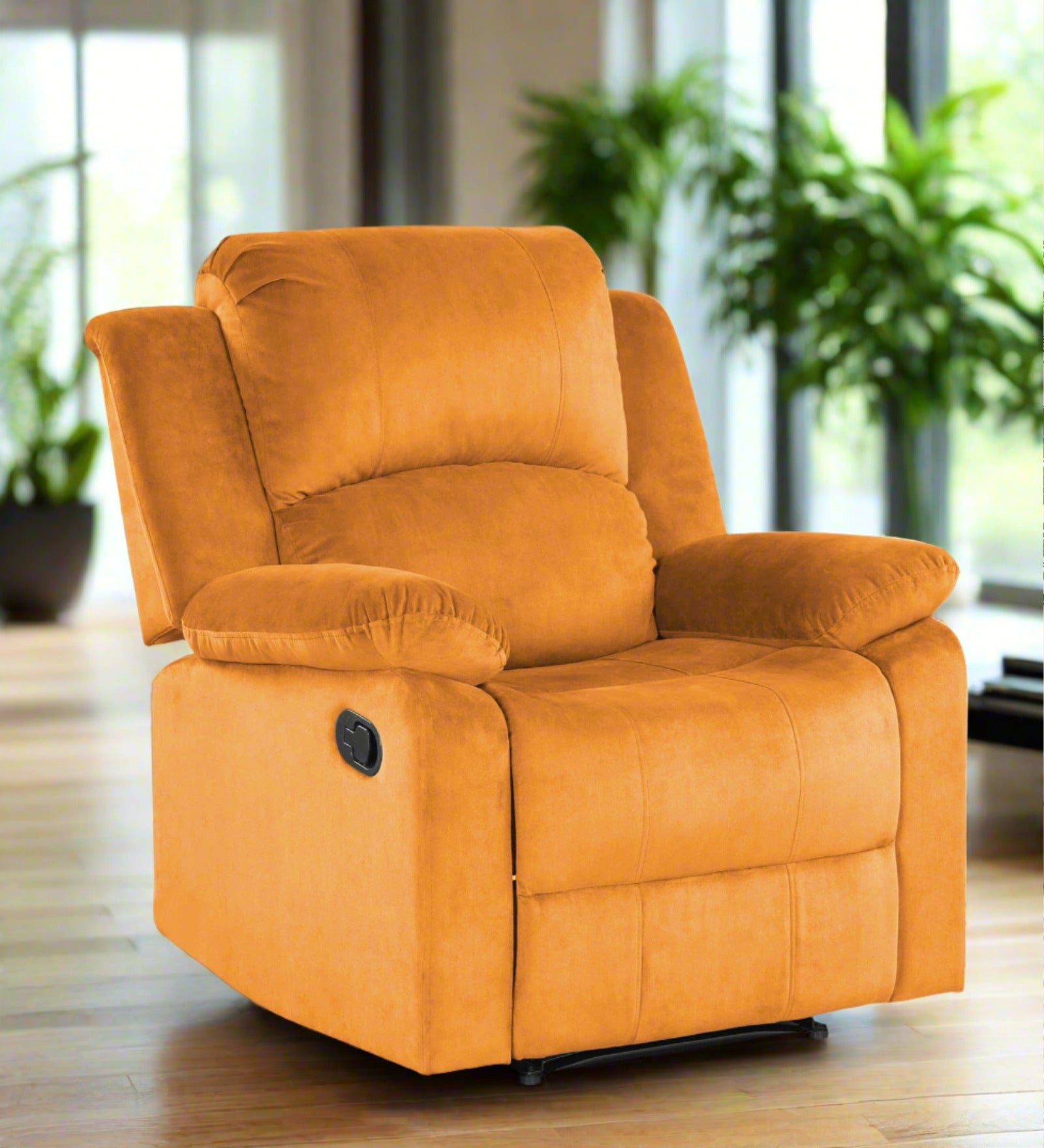 Lexi Fabric 1 Seater Motorized Recliner In Tangerine Orange Colour - Febonic Living