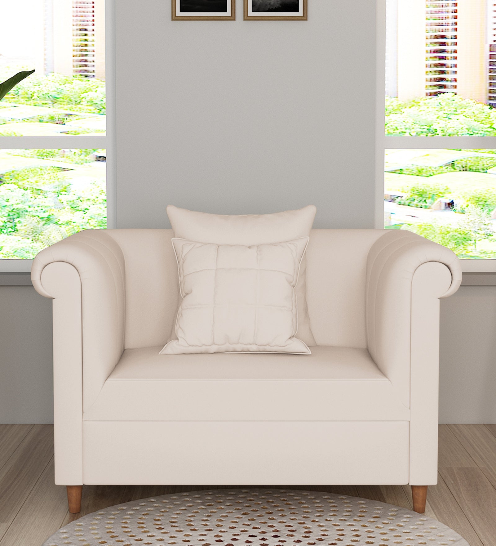 Rubi Velvet 1 Seater Sofa In Camel Beige Colour - Febonic Living