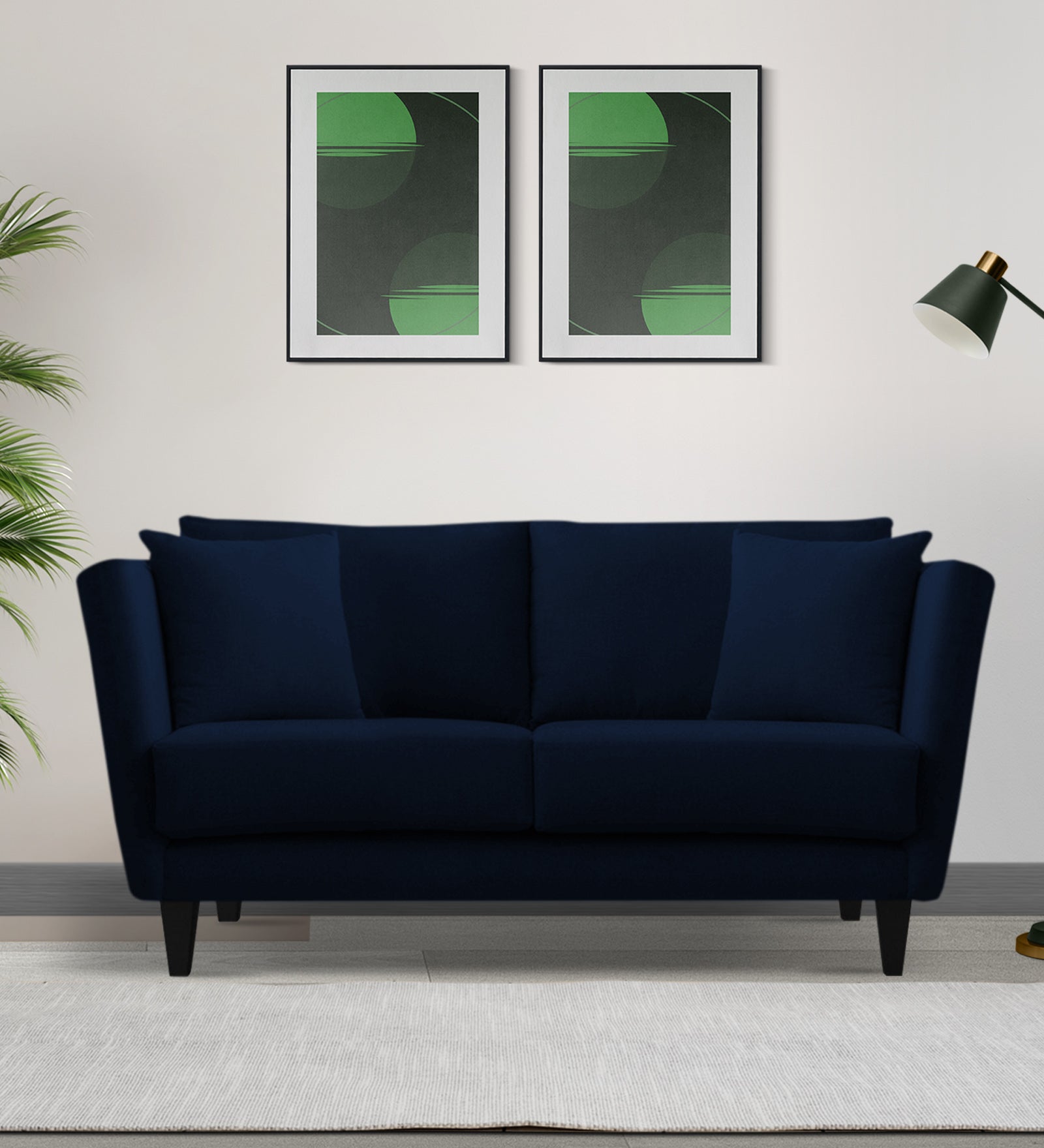 Norway Velvet 2 Seater Sofa In Dark Blue Colour - Febonic Living