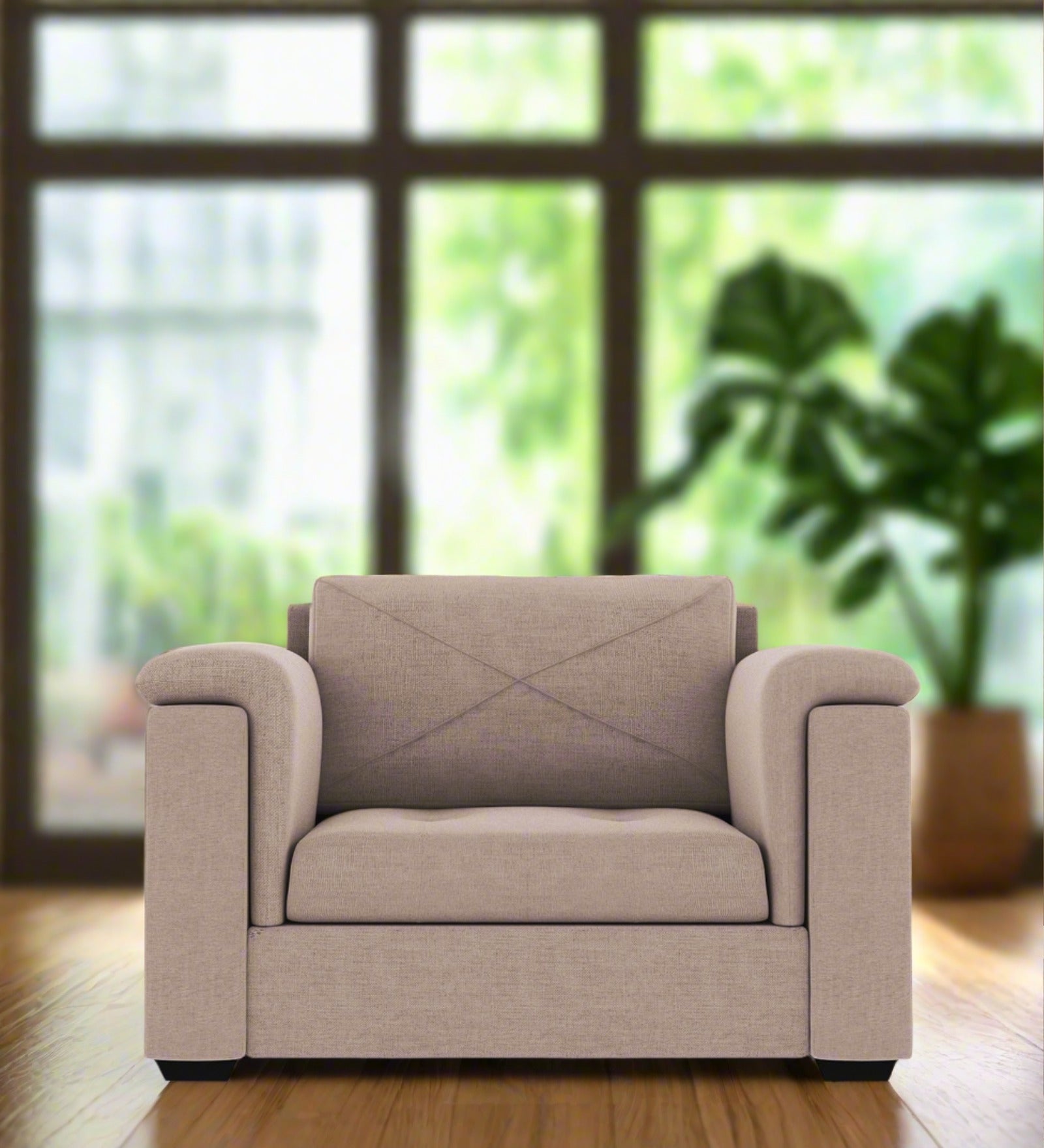 Andres Fabric 1 Seater Sofa In Mush Beige Colour - Febonic Living