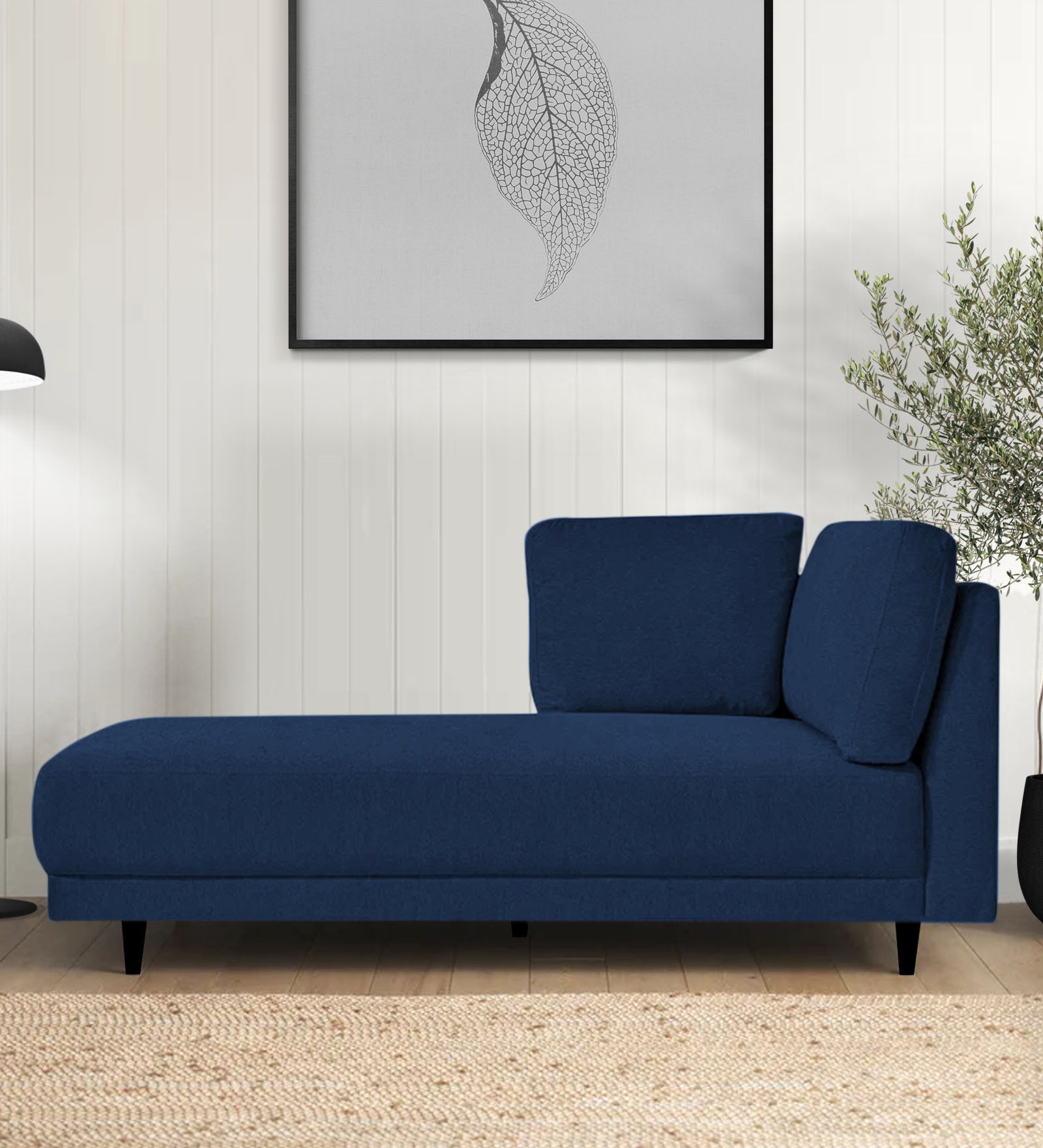 Jonze Velvet LHS Chaise Lounger In Imperial Blue Colour - Febonic Living