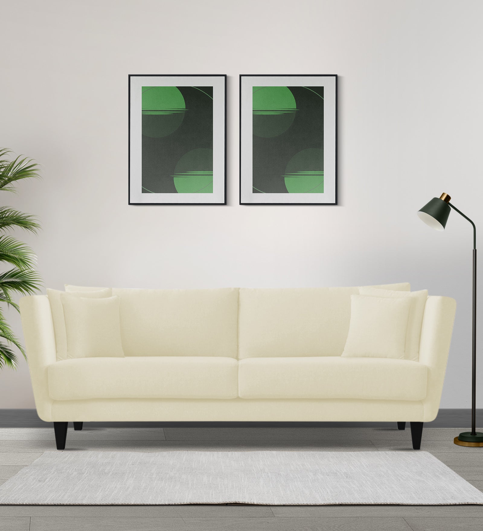 Norway Velvet 3 Seater Sofa In Warm White Colour - Febonic Living