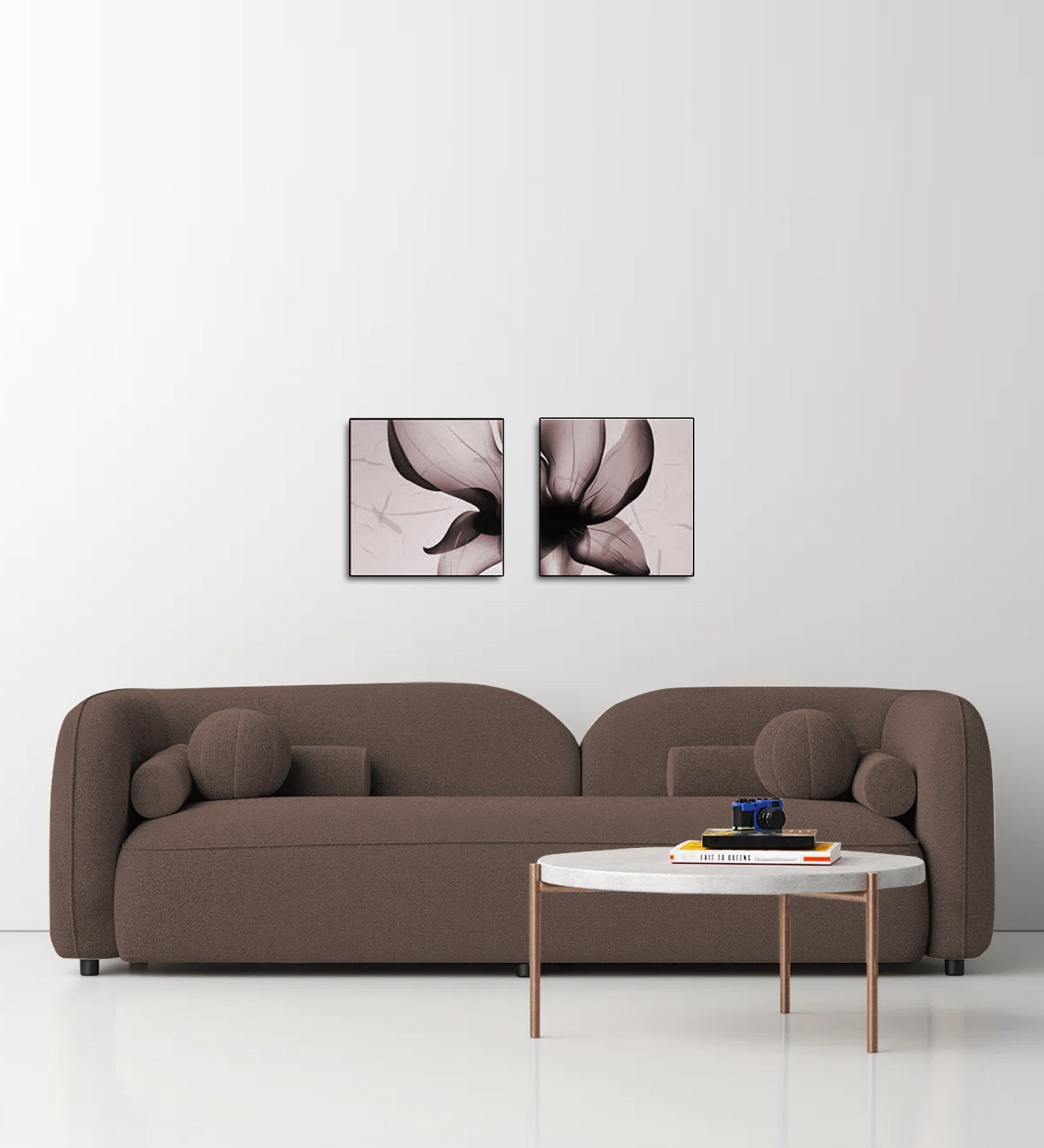 Corny Boucle Fabric 3 Seater Sofa In Truffle Brown Colour - Febonic Living